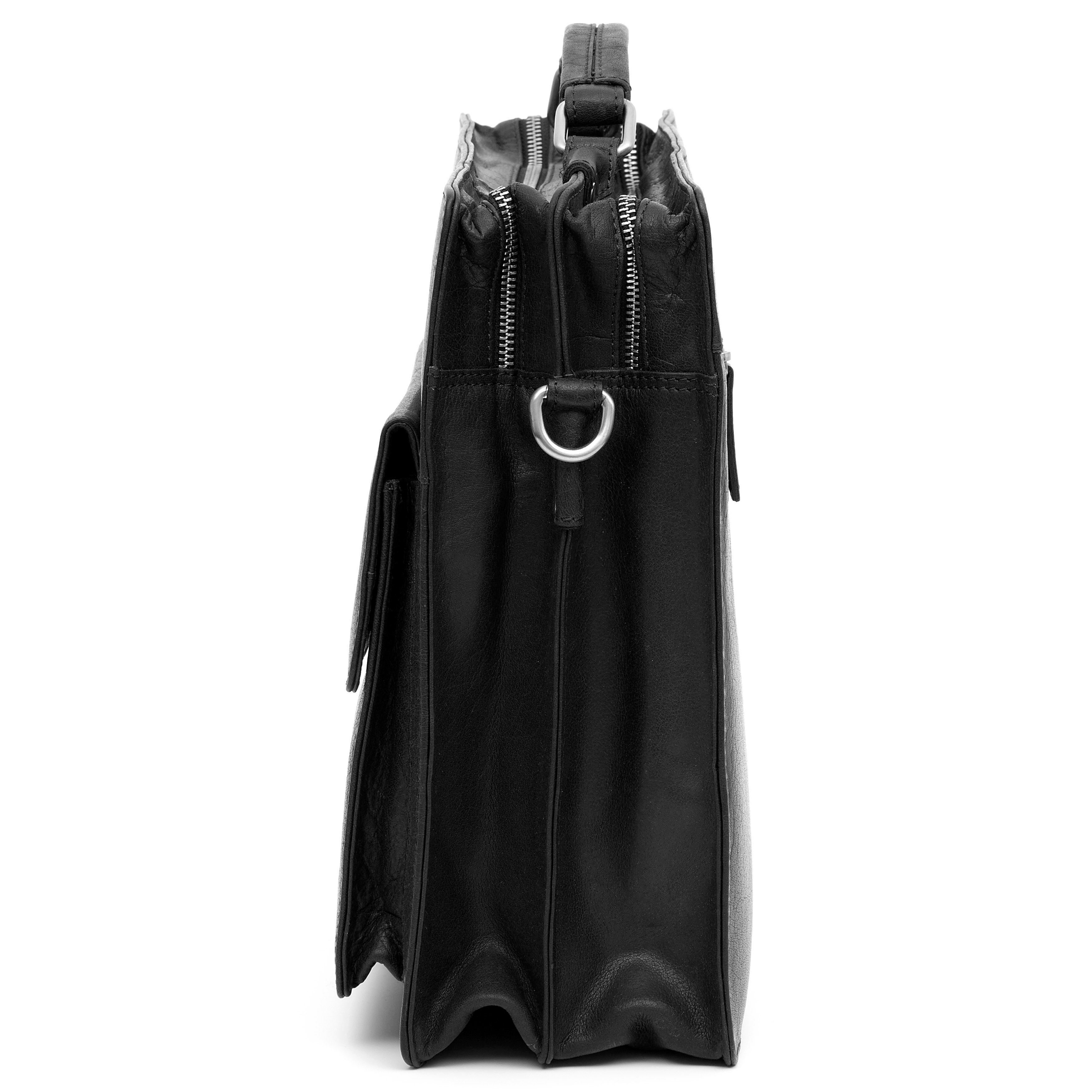 Montreal Black Compact Leather Briefcase - 5