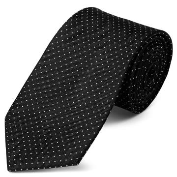 Fekete selyem nyakkendő fehér pöttyös mintával - 8 cm Fekete selyem nyakkendő fehér pöttyös mintával - 8 cm