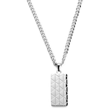 Icarus | Silver-Tone Stainless Steel Armor Pattern Dog Tag Curb Chain Necklace