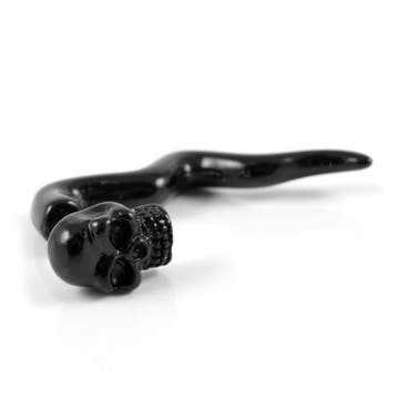Black Acrylic & Stainless Steel Skull Fake Plug Earring