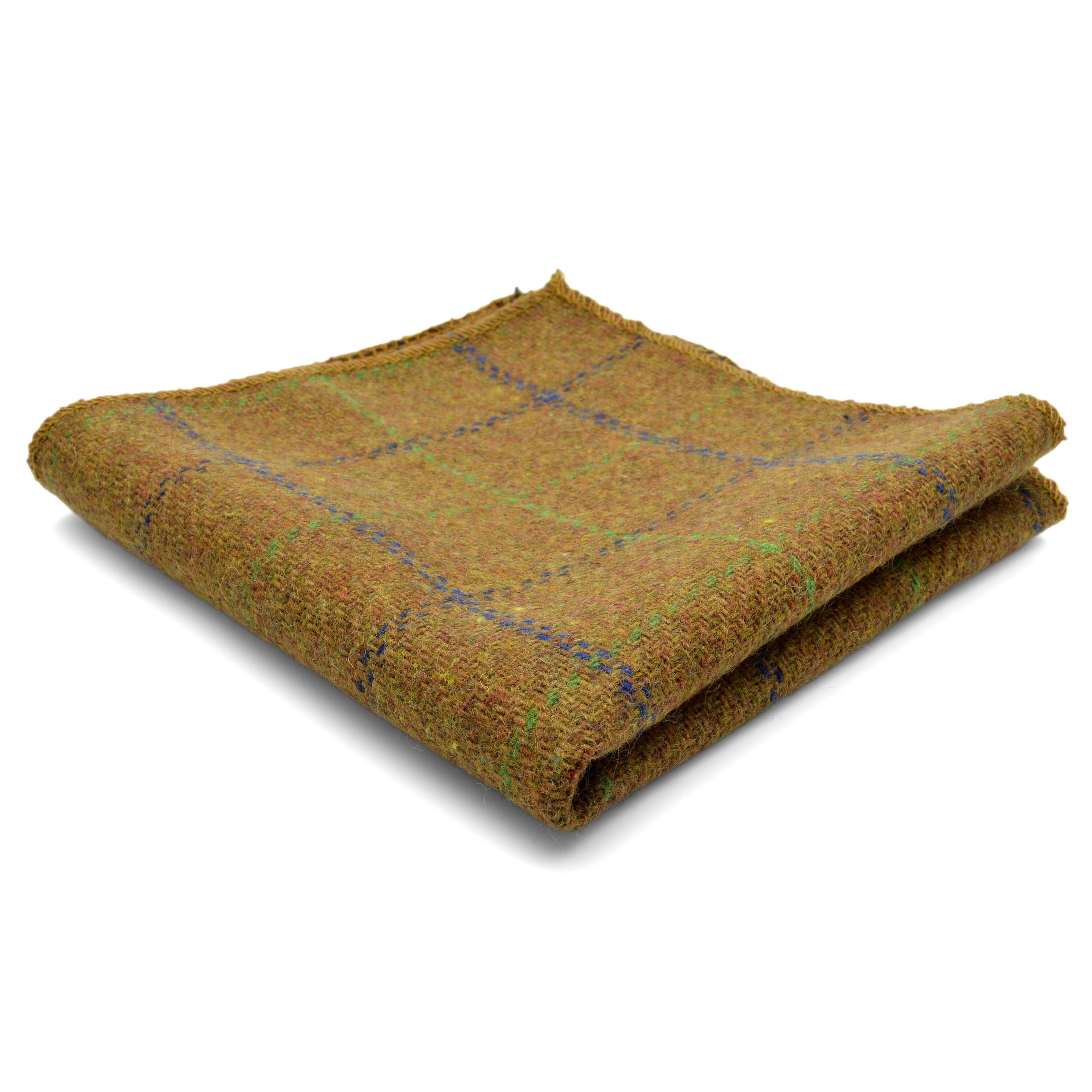 Brown Chequered Handmade Wool Pocket Square