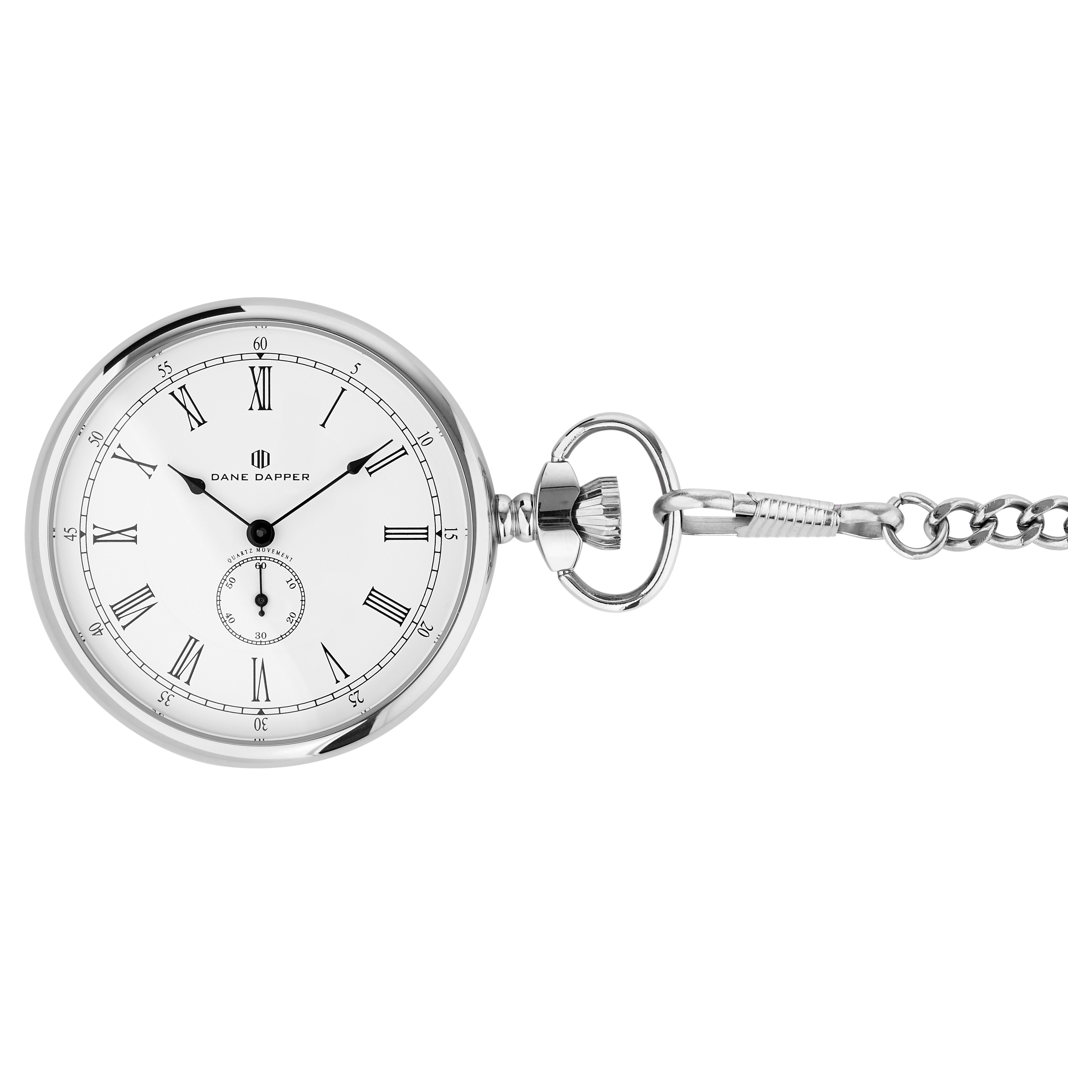 Silver-Toned & White Time Keeper Pocket Watch - 2