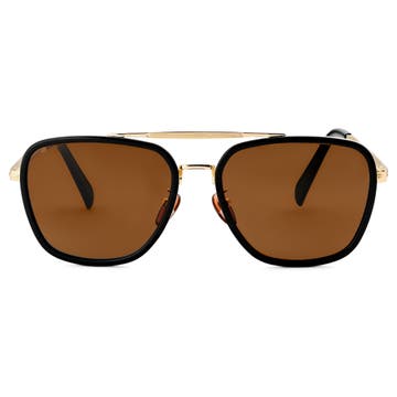 Черно-златисти стоманени авиаторски слънчеви очила