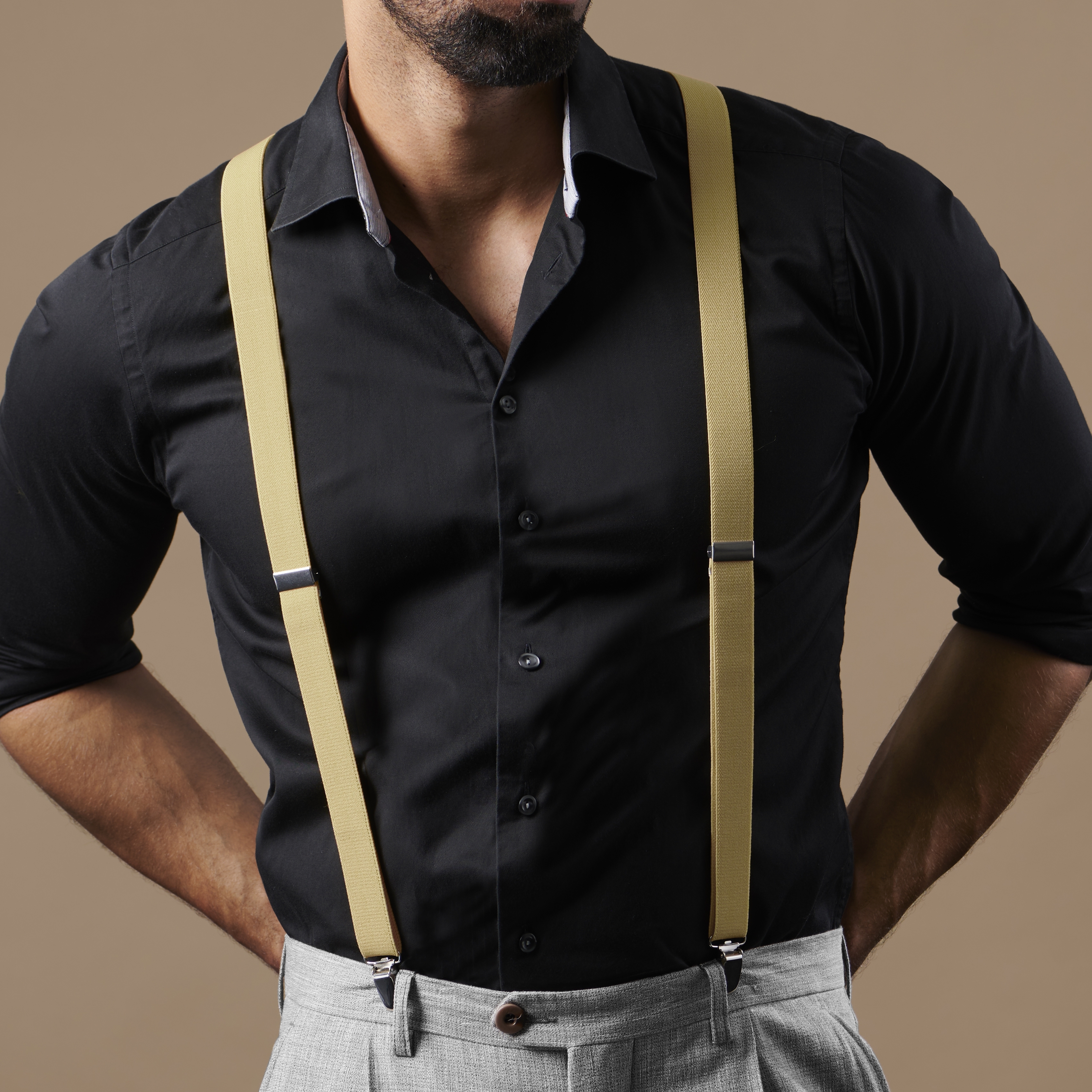 Khaki Slim Clip-On Suspenders  - 5
