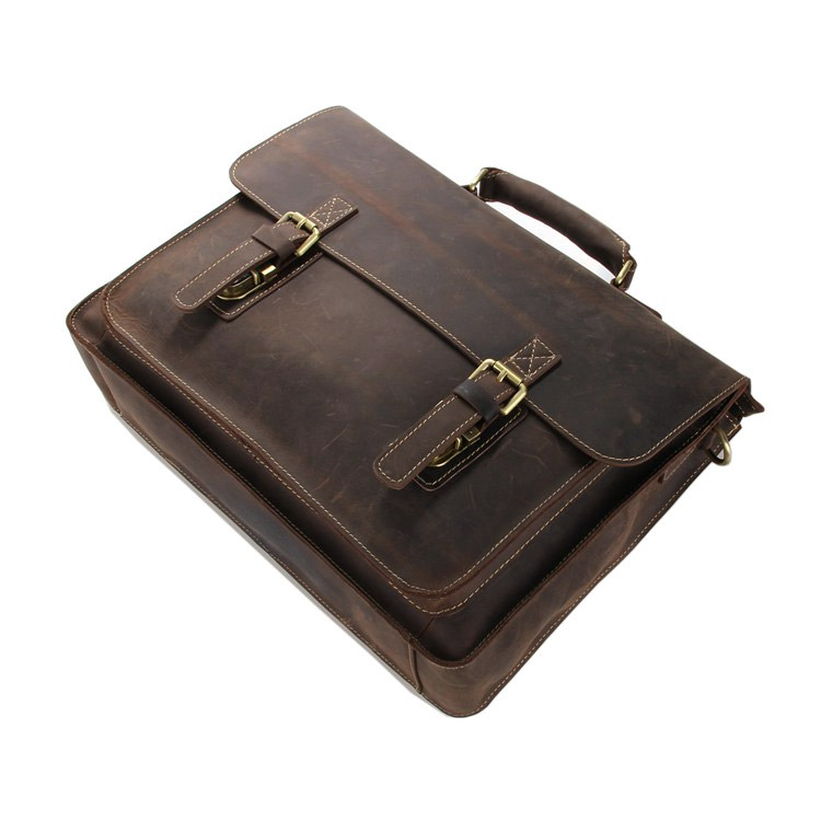 Borsa in pelle marrone scura Marlano - 10