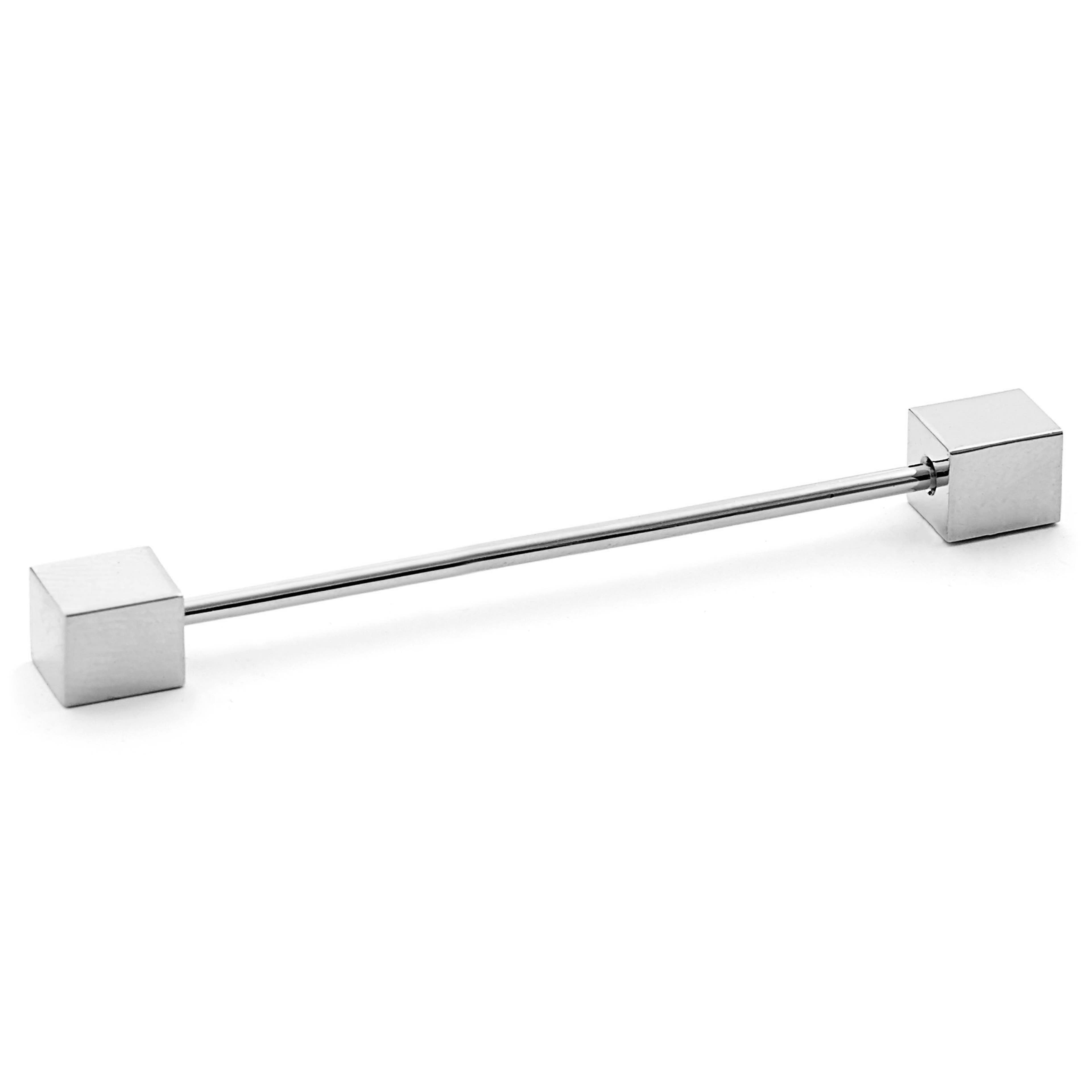 Silver-Tone  Cube Collar Bar