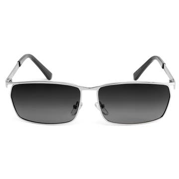 Kouřové polarizační sluneční brýle s obroučkami ve stříbrné barvě
