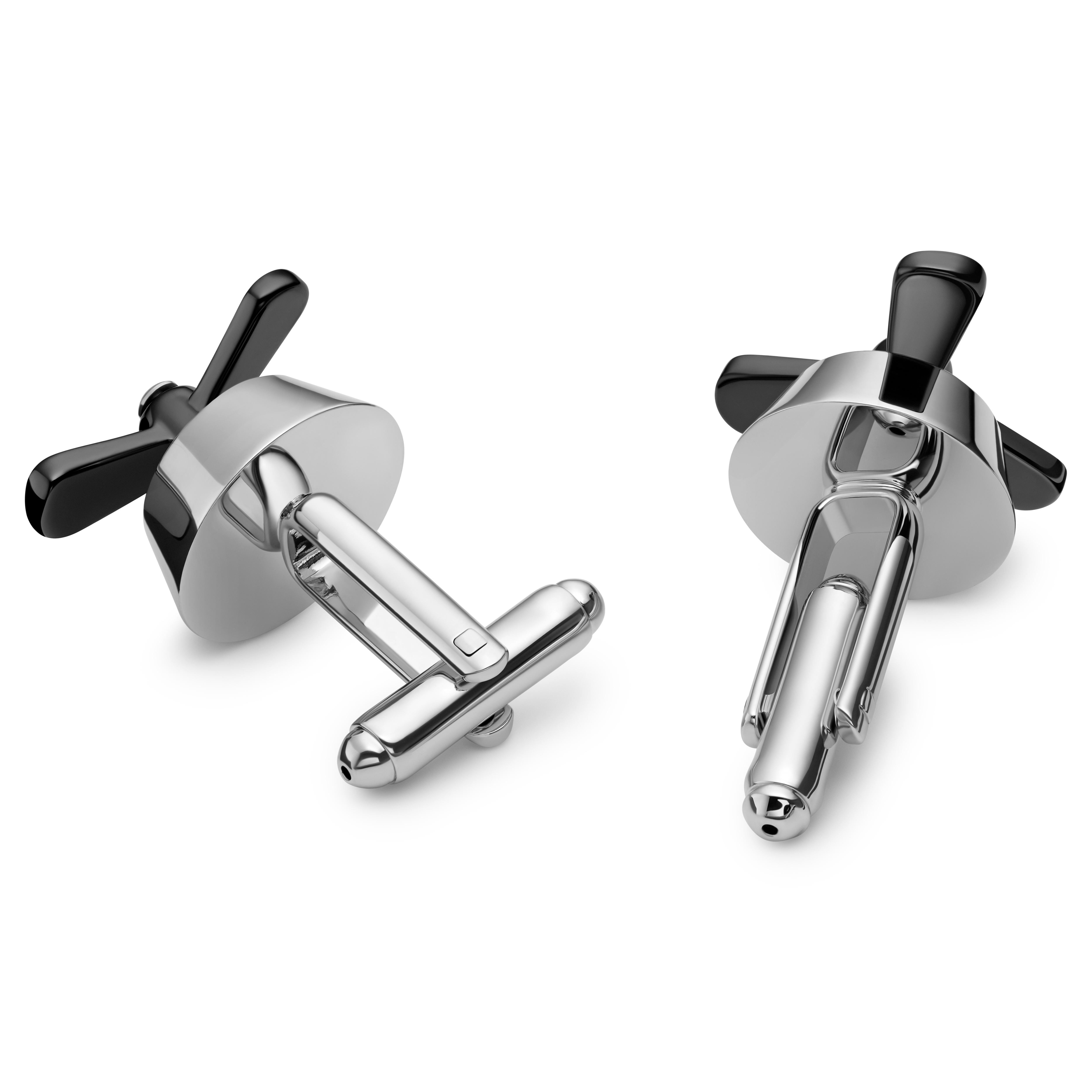Kleos | Silver-tone Spinning Propeller Cufflinks - 2