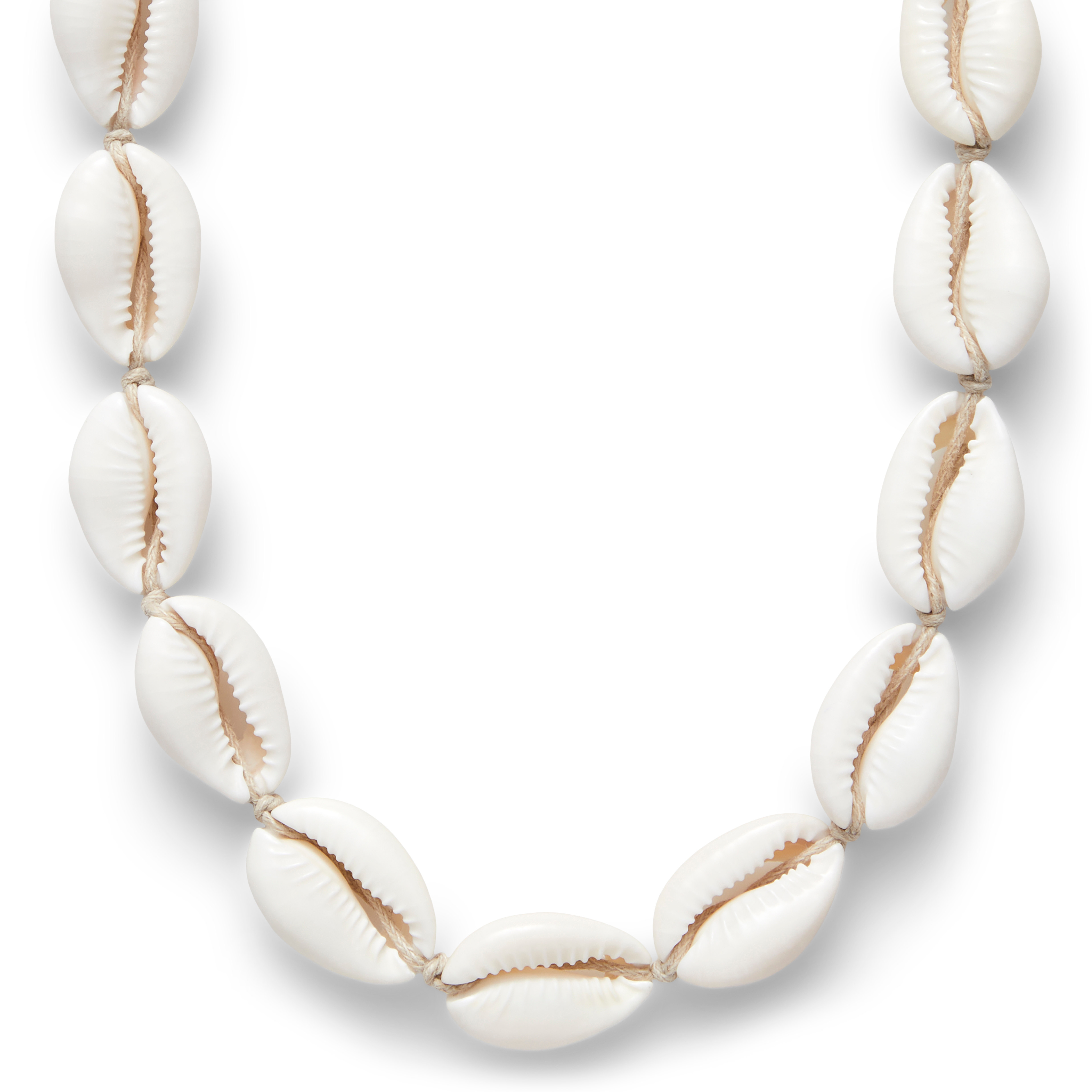 Cowrie | Reef skjellhalskjede med lysebrun snor - 1