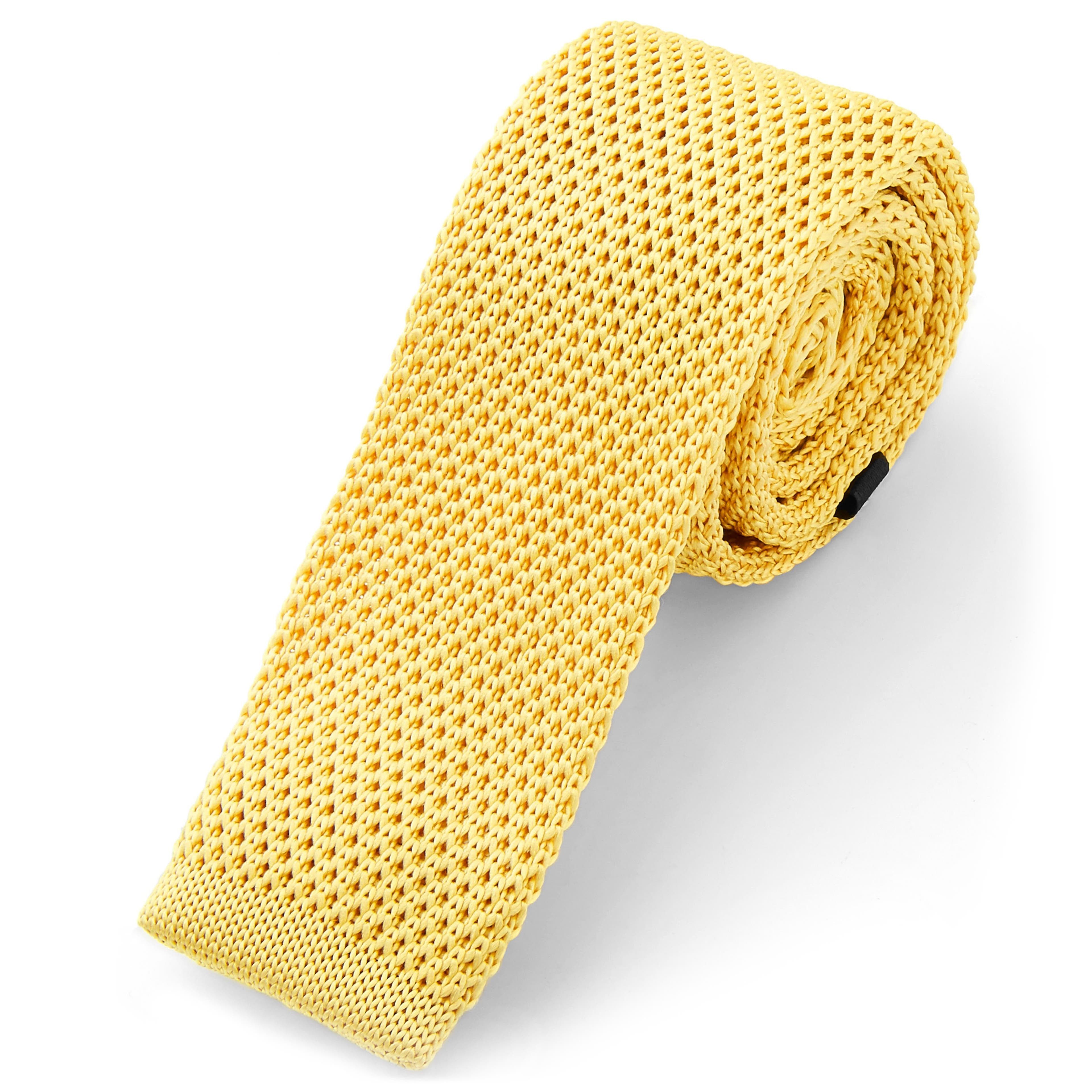 Corbata de punto amarilla con tonalidad dorada