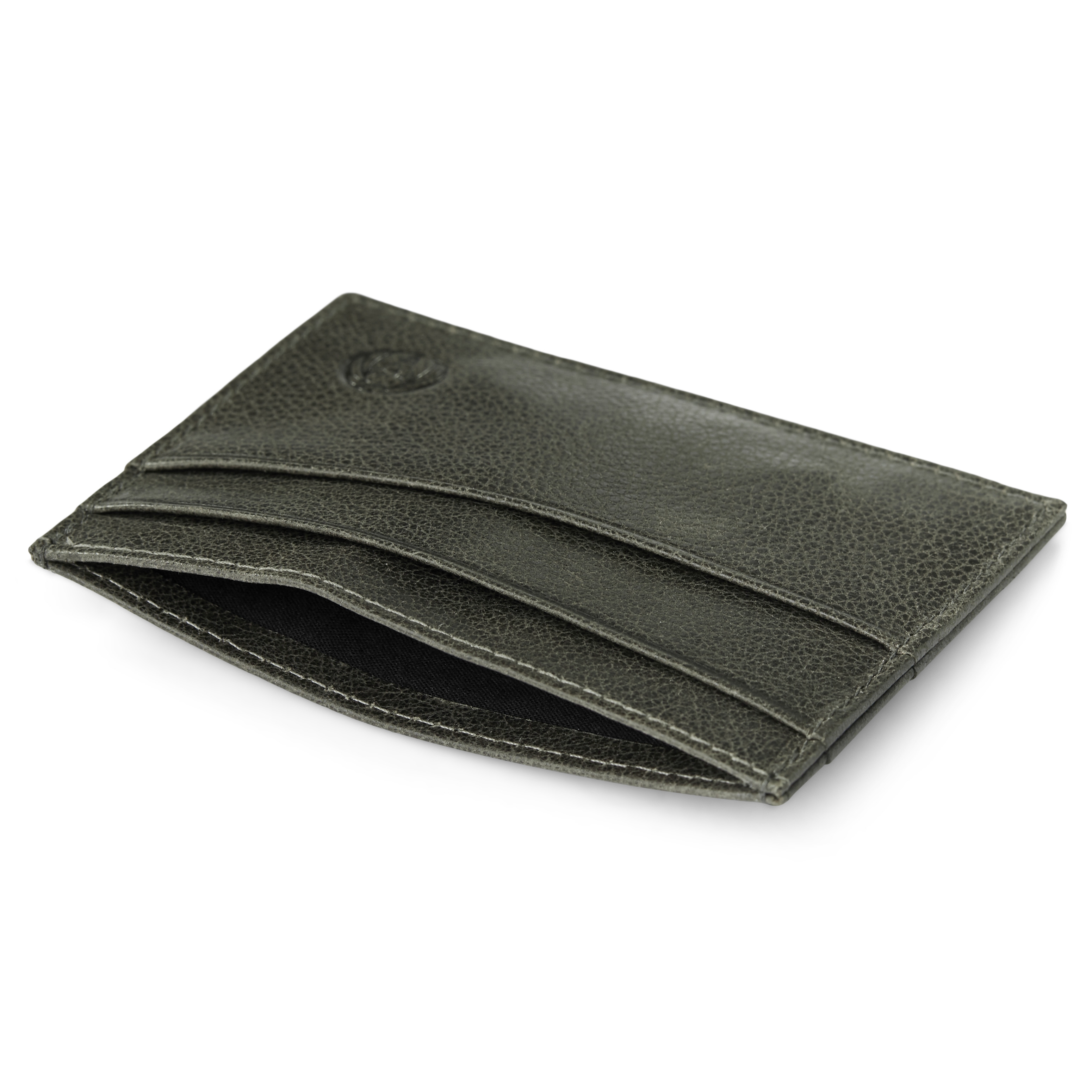 Brązowo-szare skórzane mini etui na karty RFID Licio - 8