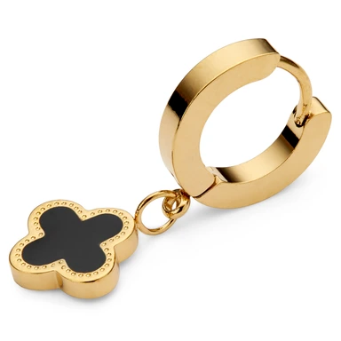 Sentio | Gold-tone & Black Surgical Steel Rounded Cross Charm Earring Sentio | Gold-tone & Black Surgical Steel Rounded Cross Charm Earring