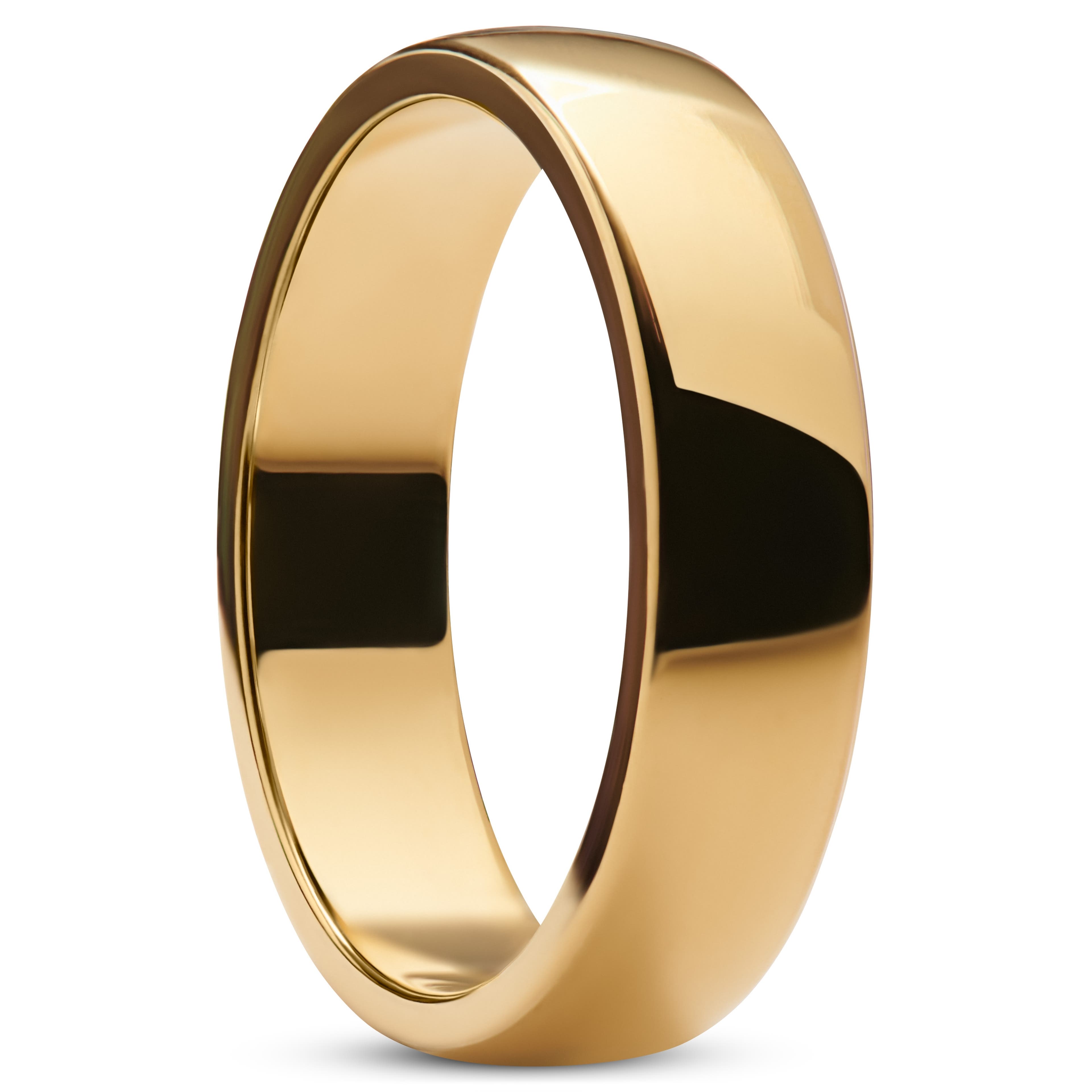 Ferrum | 6 mm Polert Gulltonet D-Formet Ring i Rustfritt Stål