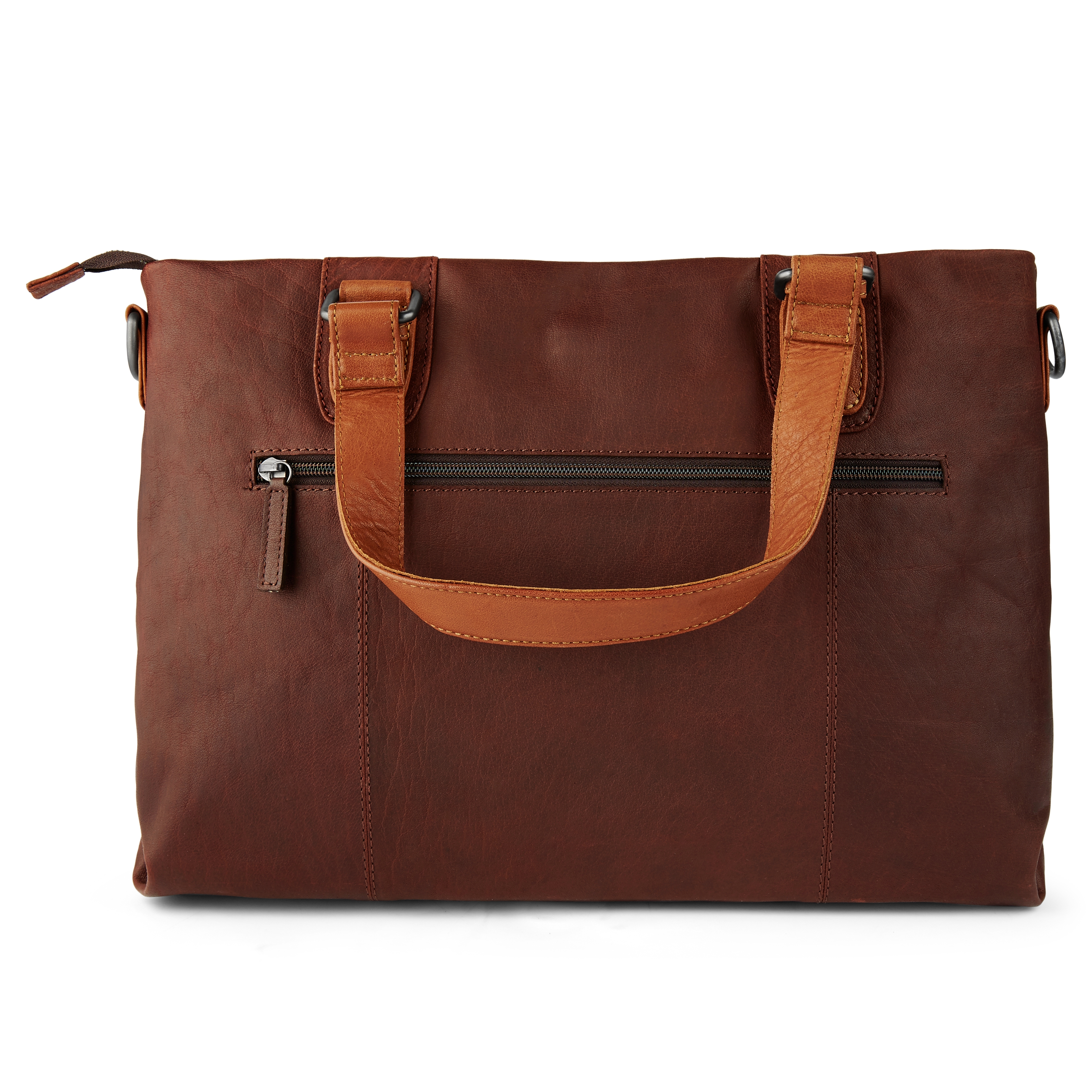 Oxford Classic Tan & Brown Leather Bag - 3