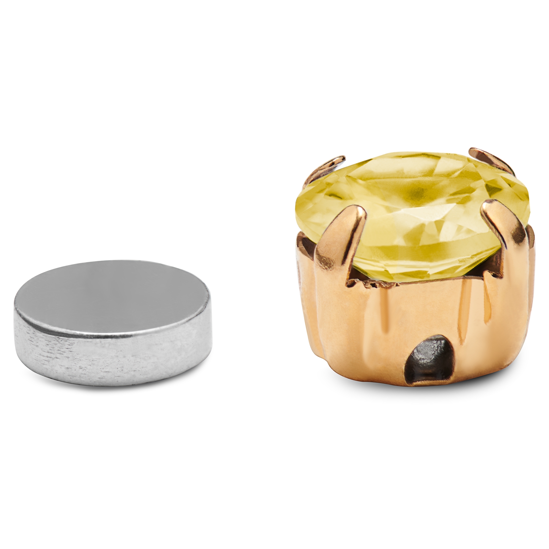 Różowo-złocisty kolczyk magnetyczny z żółtą cyrkonią - 3