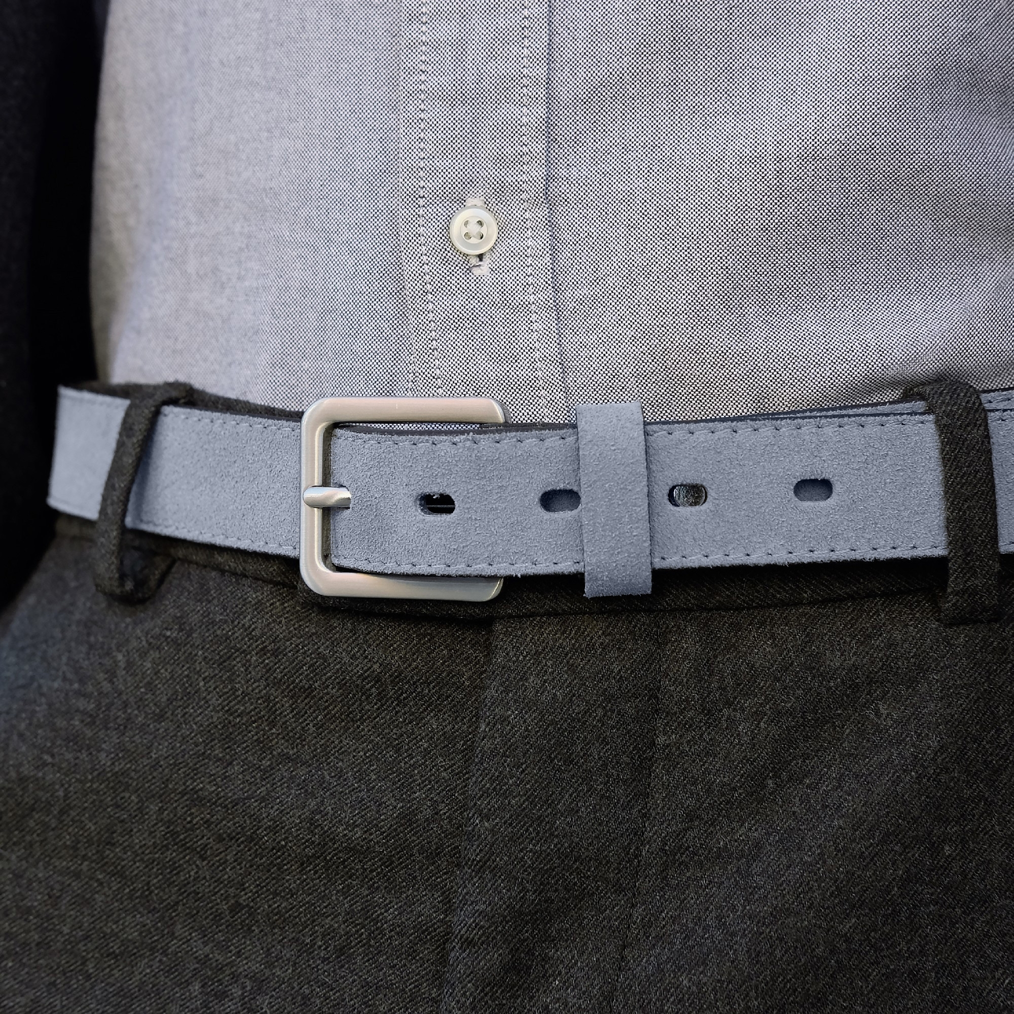 Light Grey Suede Belt - 6