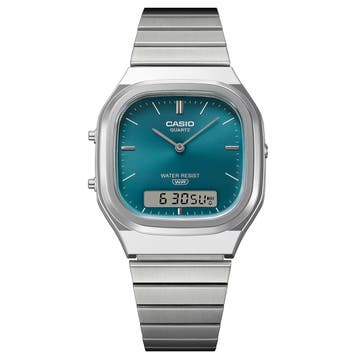 Casio Vintage AQ-240E-3AEF Ana-Digi-klocka i silverfärgad resin Casio Vintage AQ-240E-3AEF Ana-Digi-klocka i silverfärgad resin