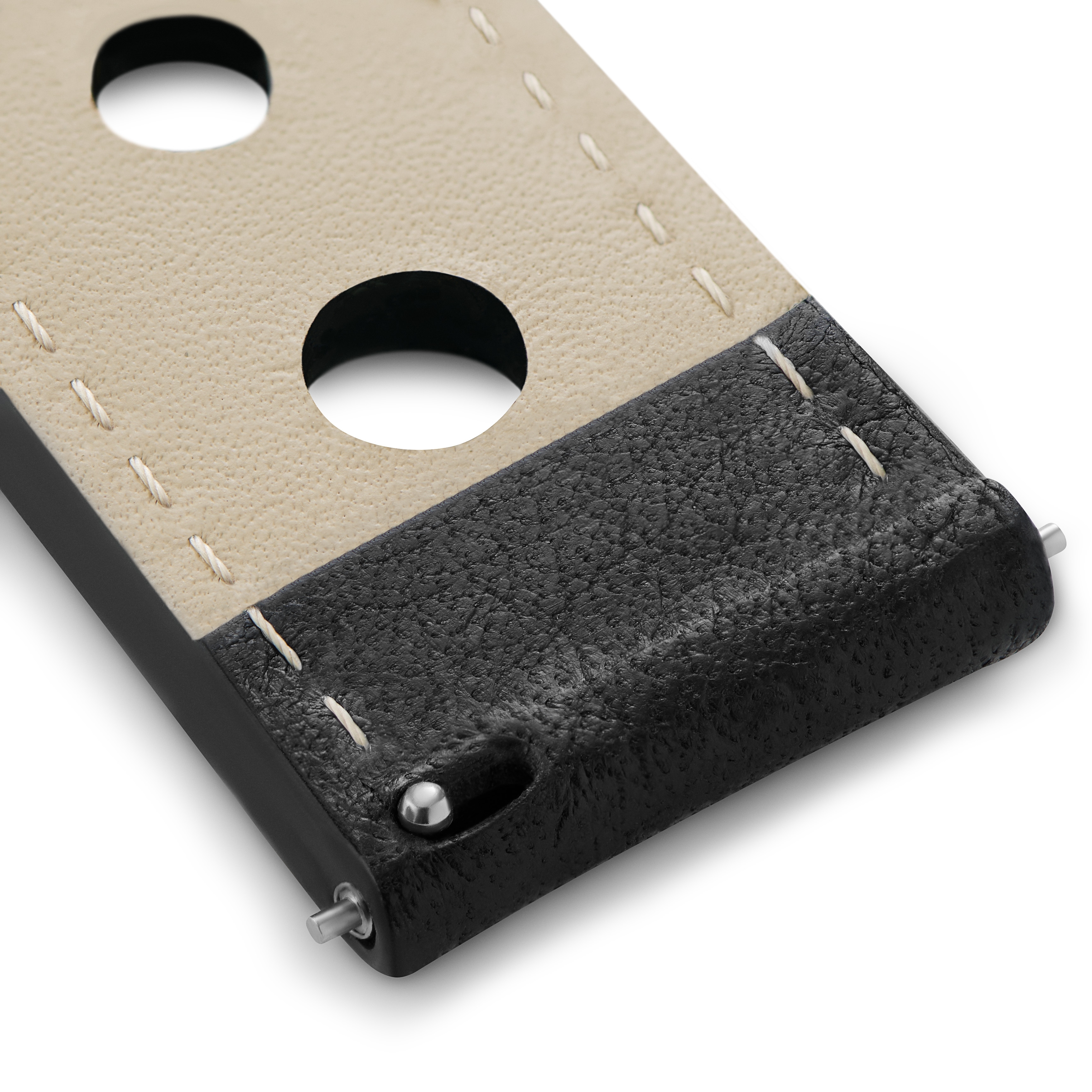 Bracelets Racing en cuir pleine fleur noir - 4