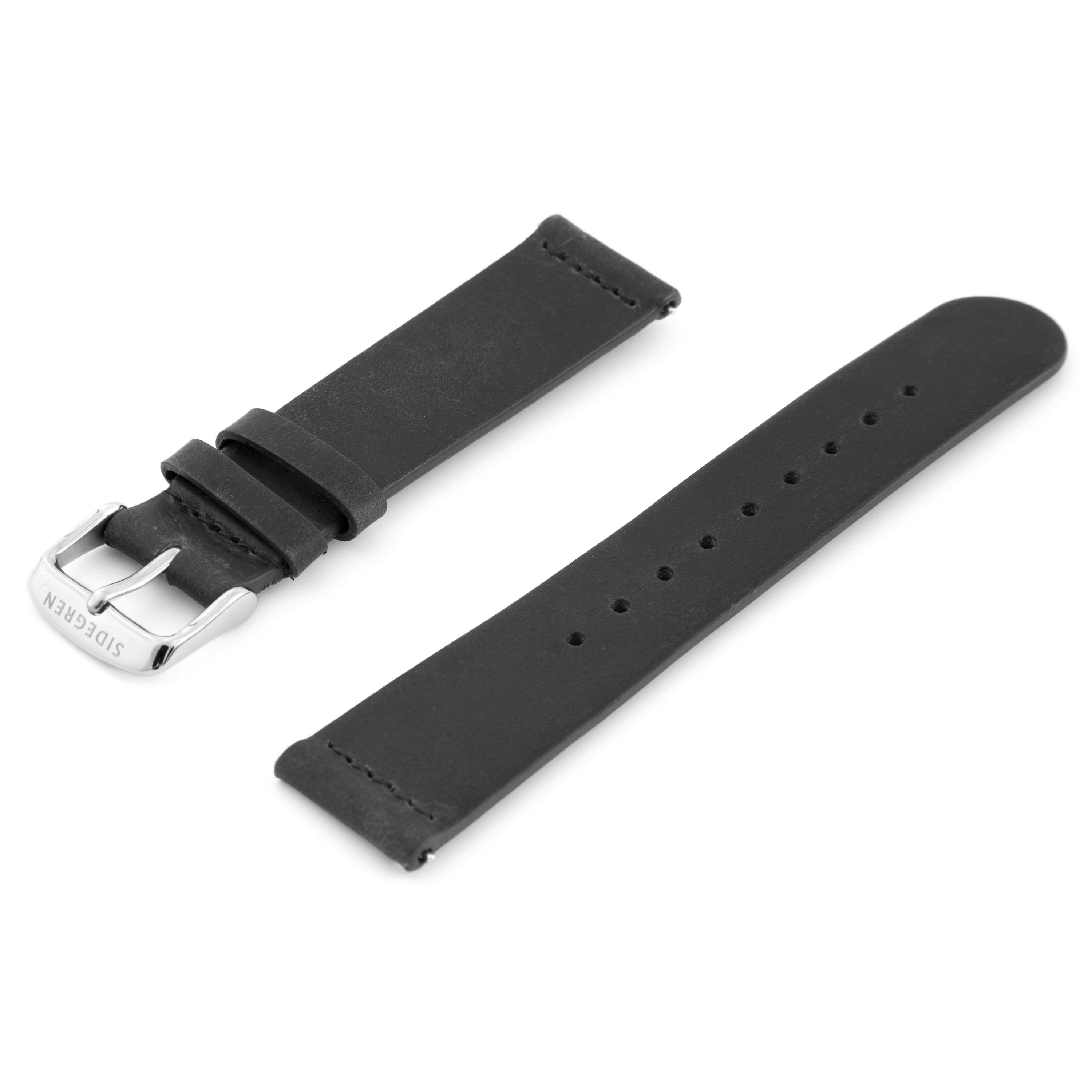 Zwart Horlogebandje - Zilverkleurige Gesp - 2