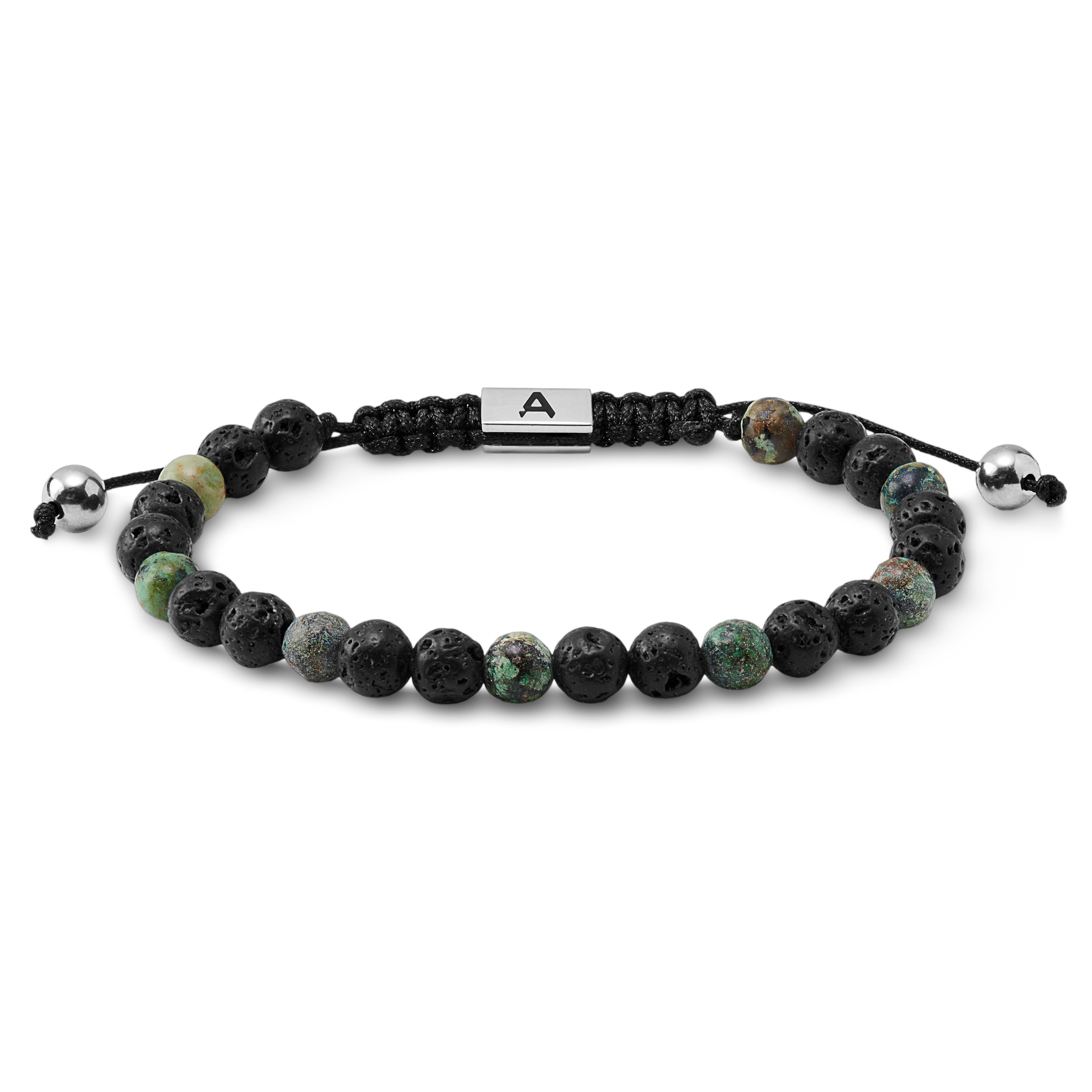 Sanatio | 6 mm Lavastein & Afrikanischer Türkis Steinarmband Sanatio | 6 mm Lavastein & Afrikanischer Türkis Steinarmband