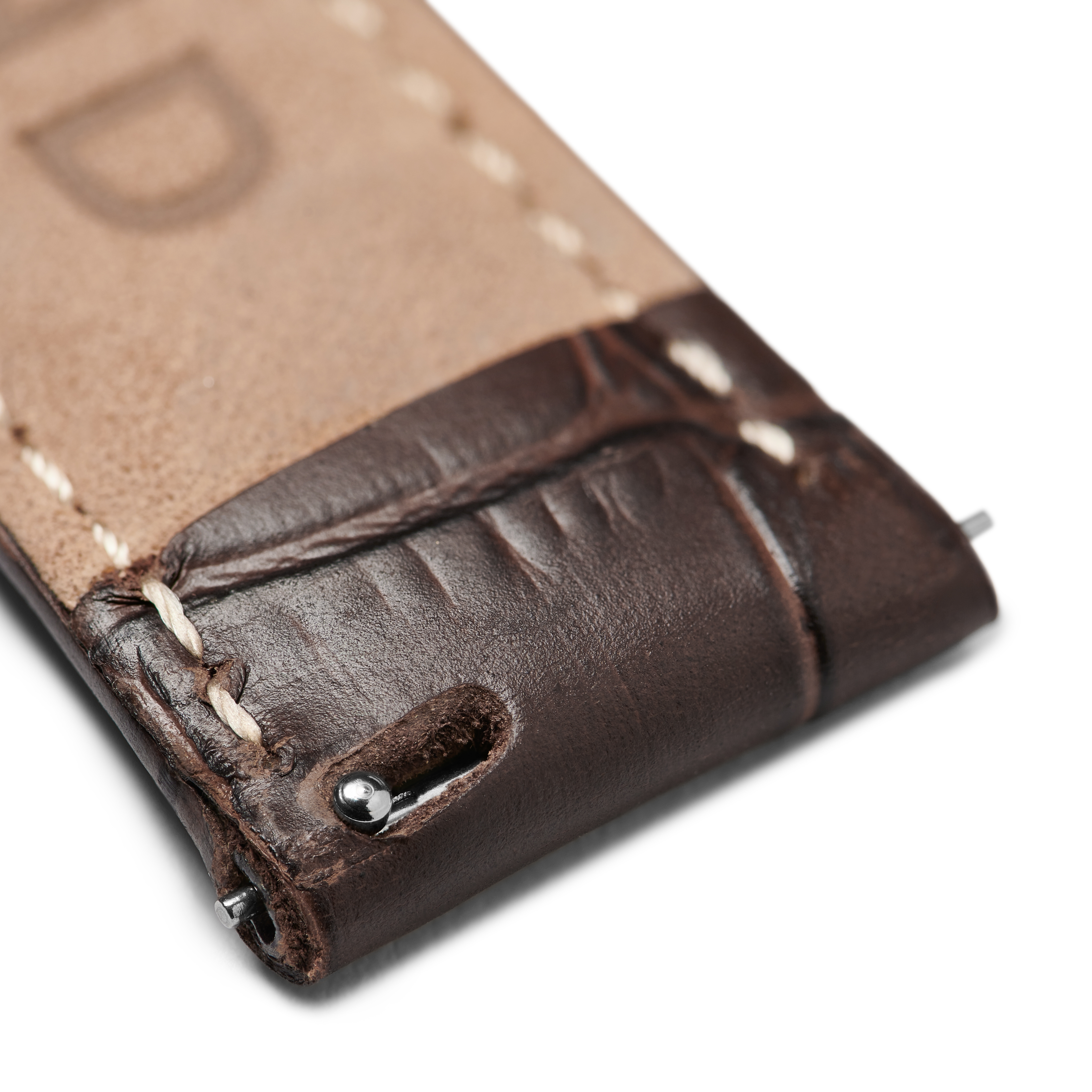 Bracelet de montre en cuir marron foncé gaufré à motif crocodile 21 mm avec boucle noire - Attache rapide - 3