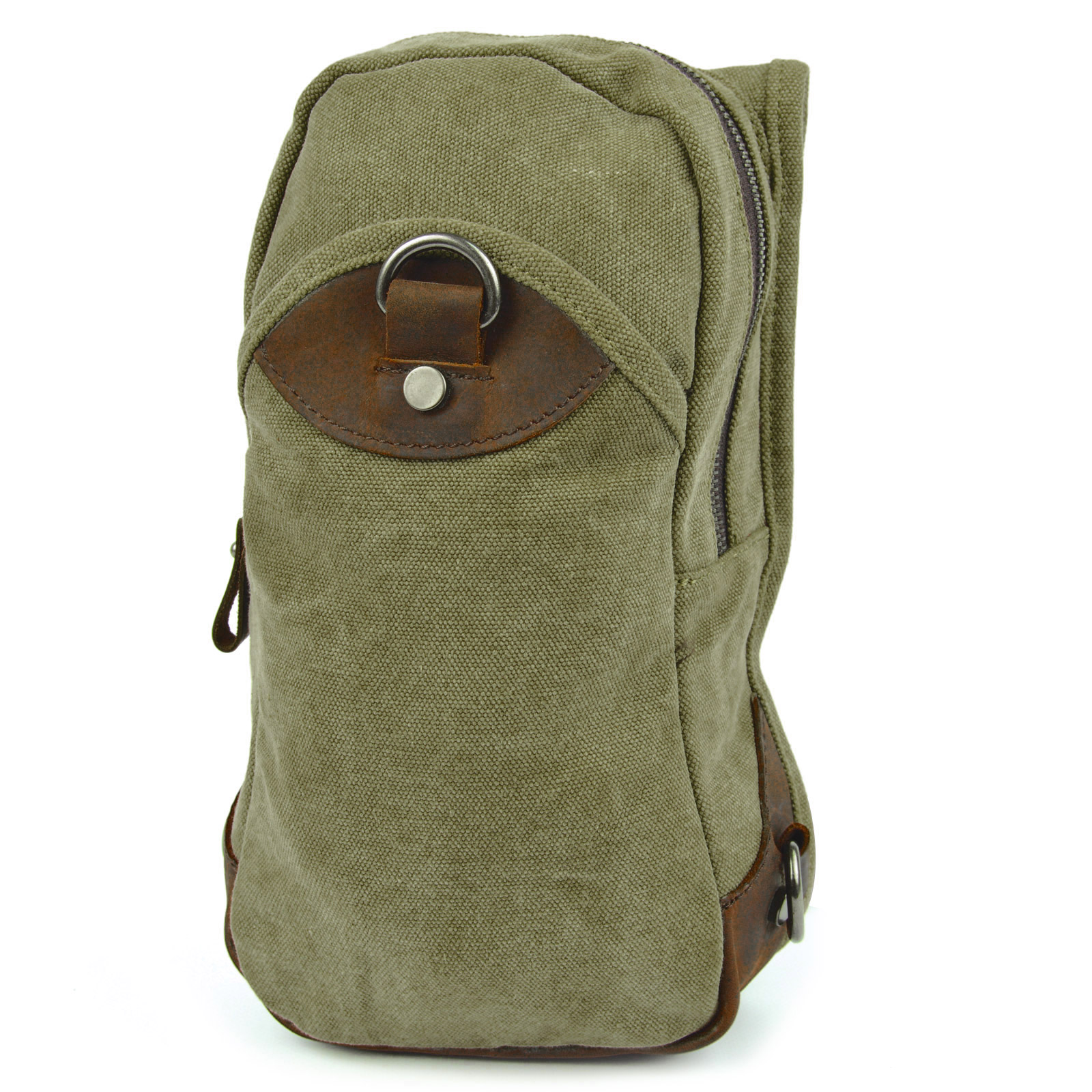 Olive Green Canvas & Taupe Leather Backpack | In stock! | Convey