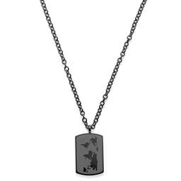 Black Stainless Steel World Map Cable Chain Necklace