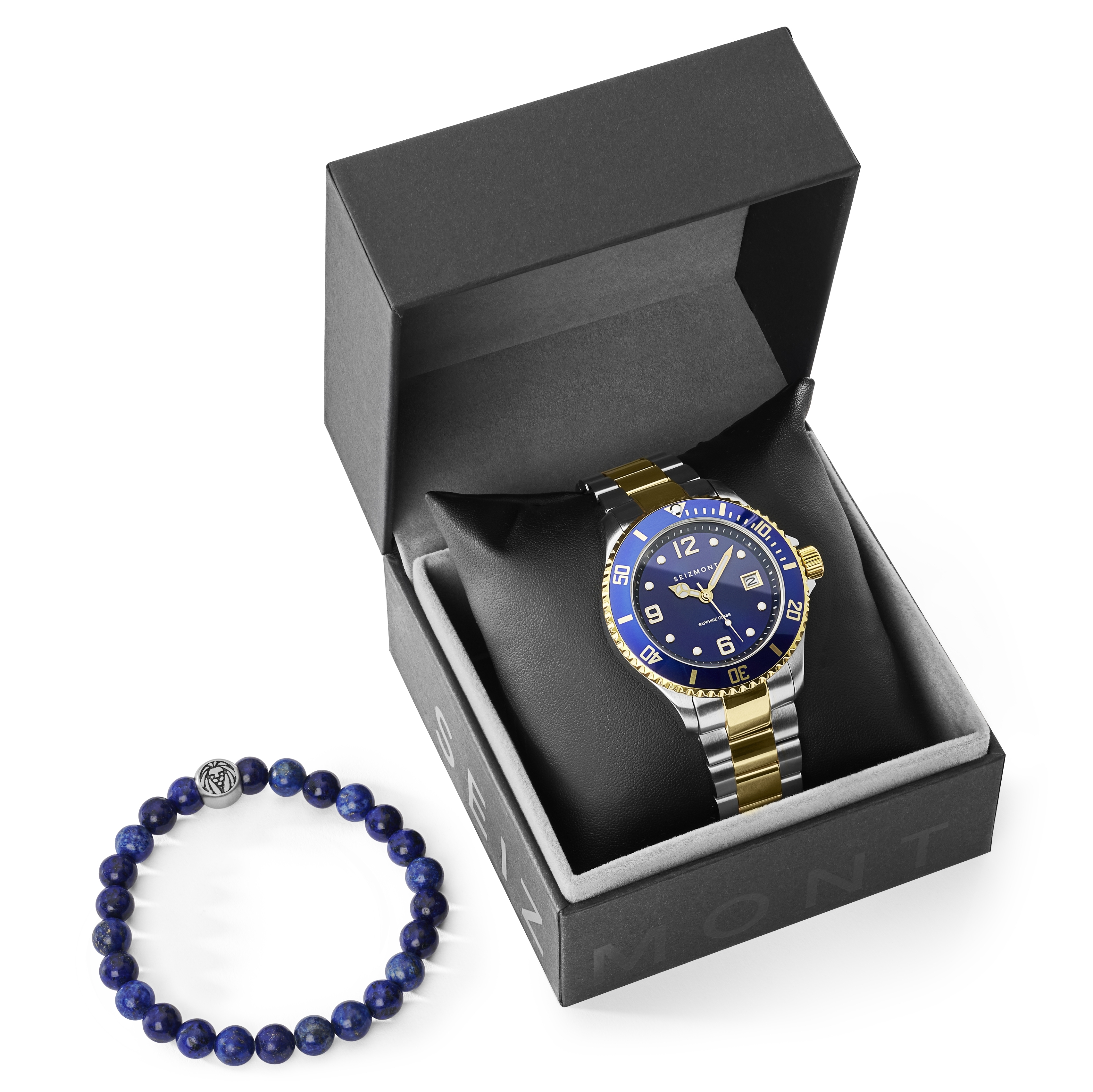 David Tide Watch & Dark-Blue Agate Stone Bracelet Set  - 3