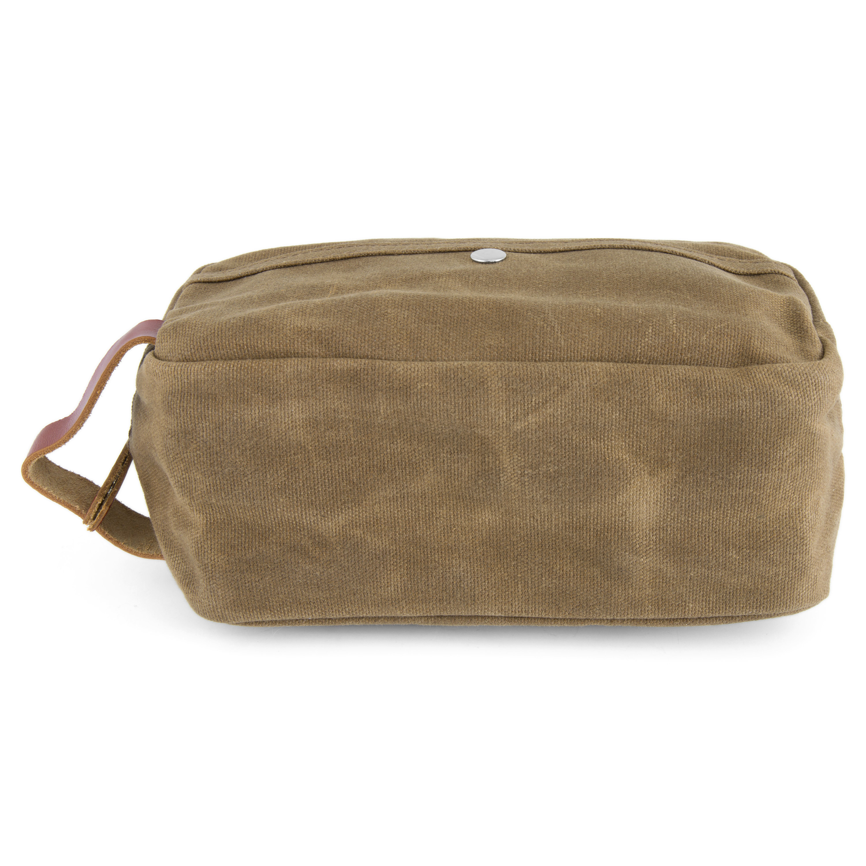 Khaki Bridge Waxed Canvas Washbag - 4