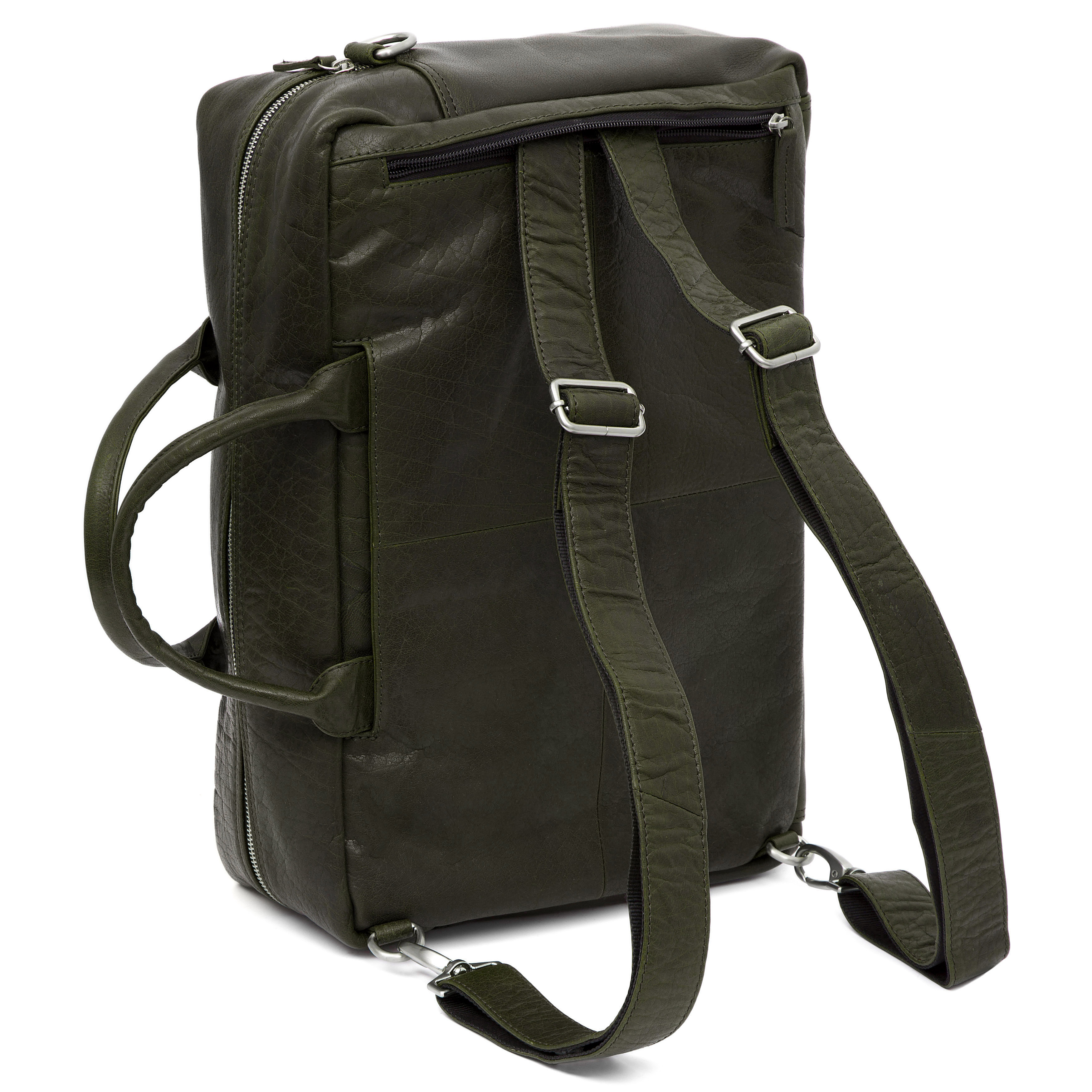 Bolsa de viaje de cuero verde oliva Combi Montreal - 9
