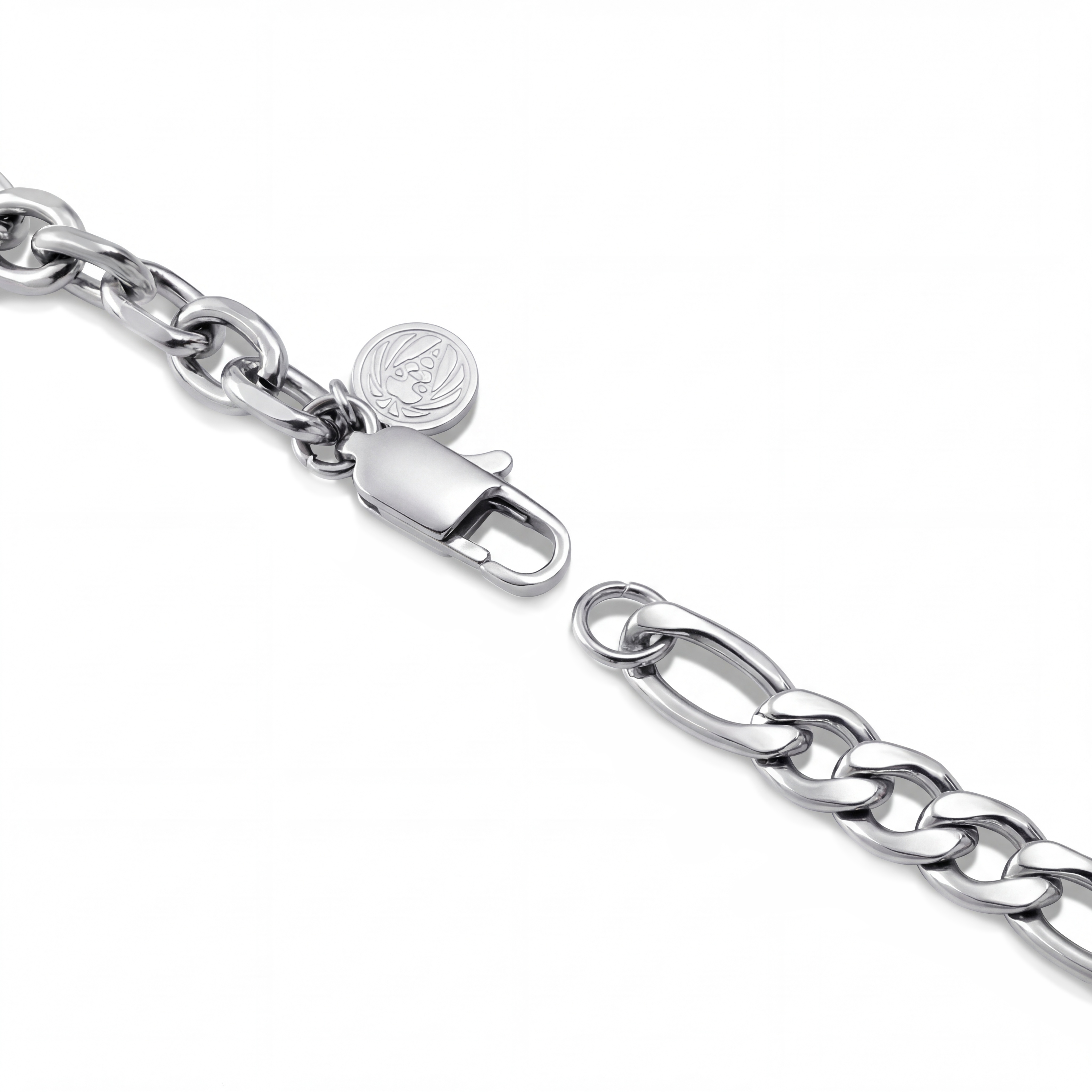 New Classics | Ezüst tónusú rozsdamentes acél dupla láncszemes anker és Figaro lánc nyaklánc 6 mm - 3