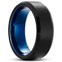 Terra | Anel em Carboneto de Tungsténio com Bordas Chanfradas Preto e Azul de 8 mm Terra | Anel em Carboneto de Tungsténio com Bordas Chanfradas Preto e Azul de 8 mm