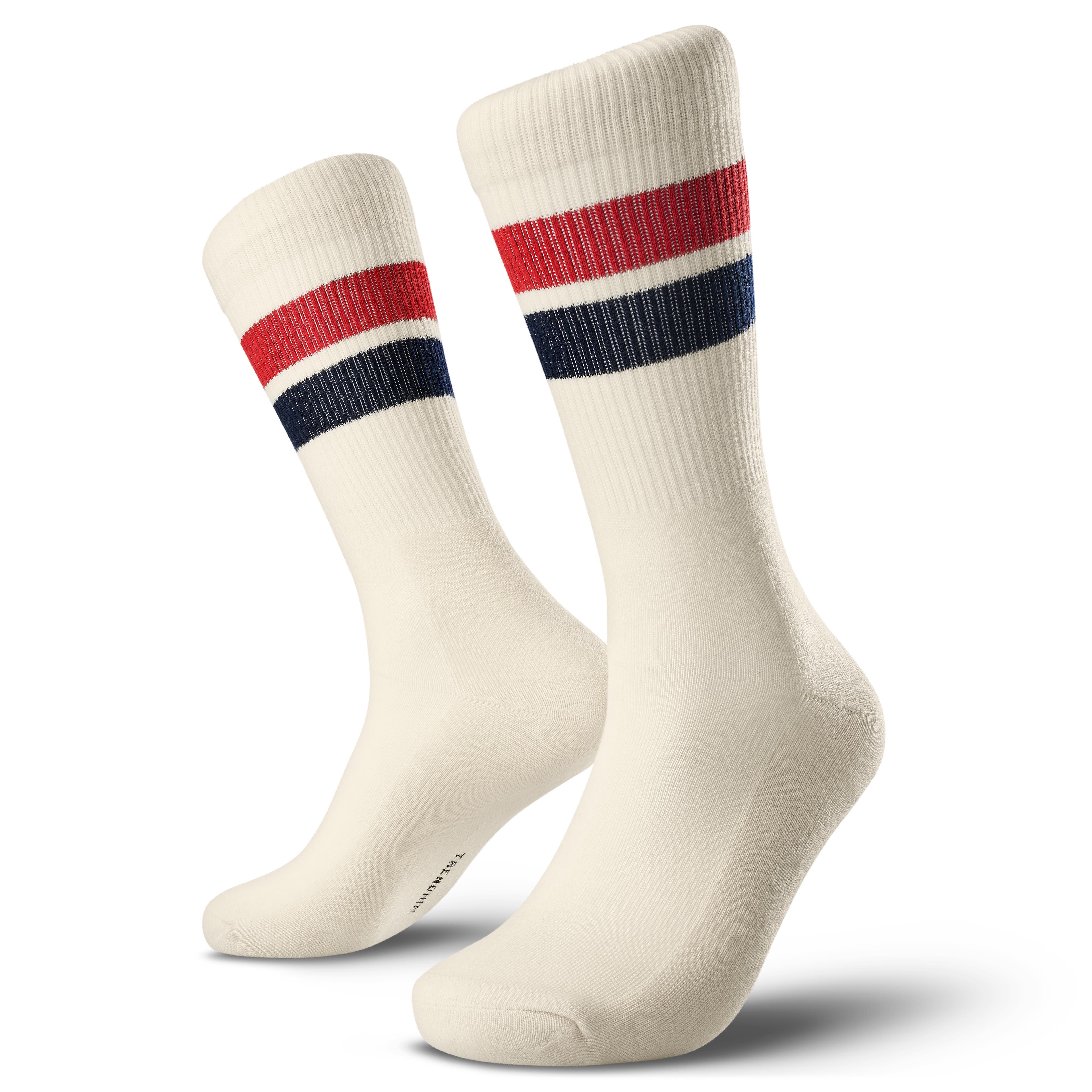 DryFeel | Striped Antique White Cotton Tennis Socks DryFeel | Striped Antique White Cotton Tennis Socks