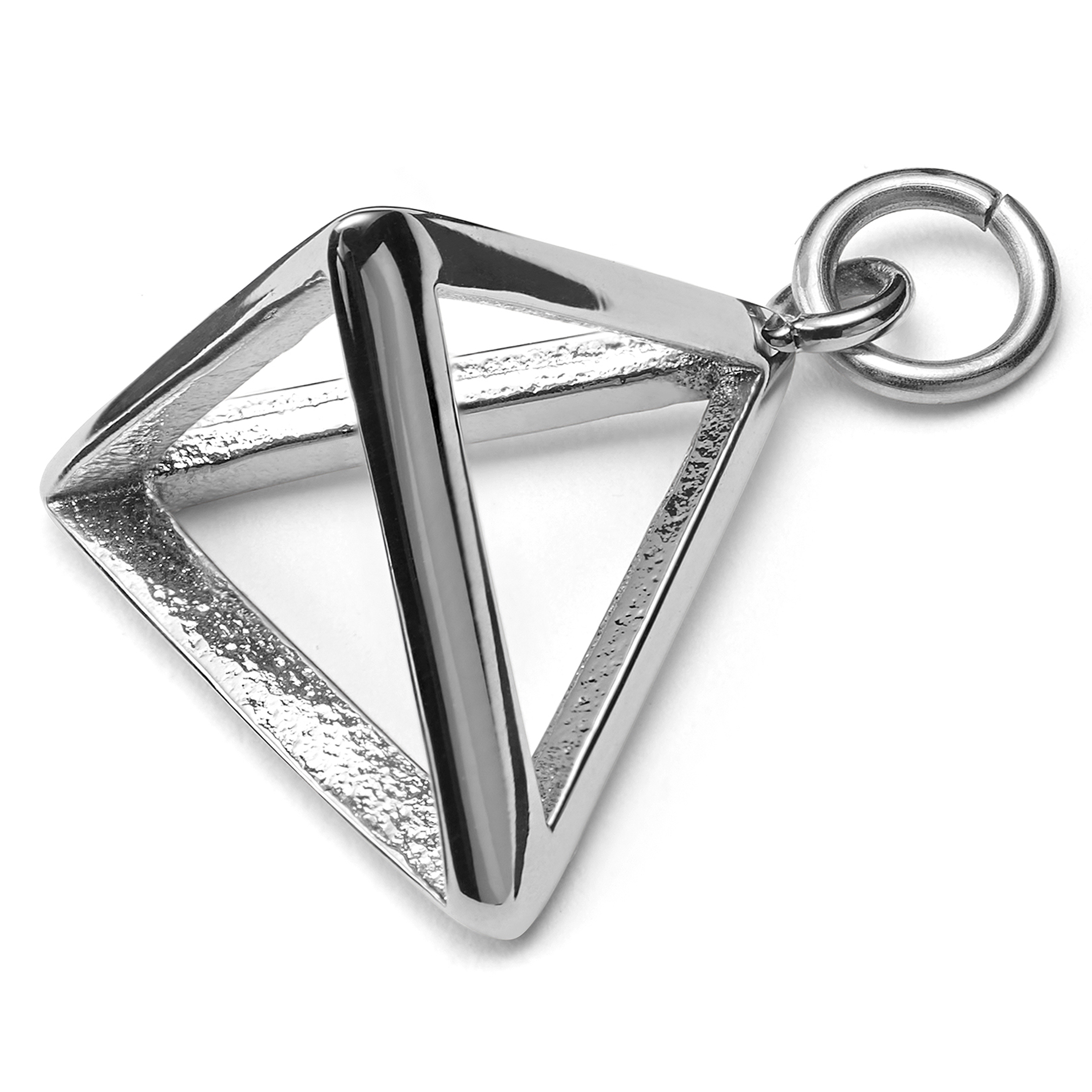 Amulette triangle en acier argenté - 3
