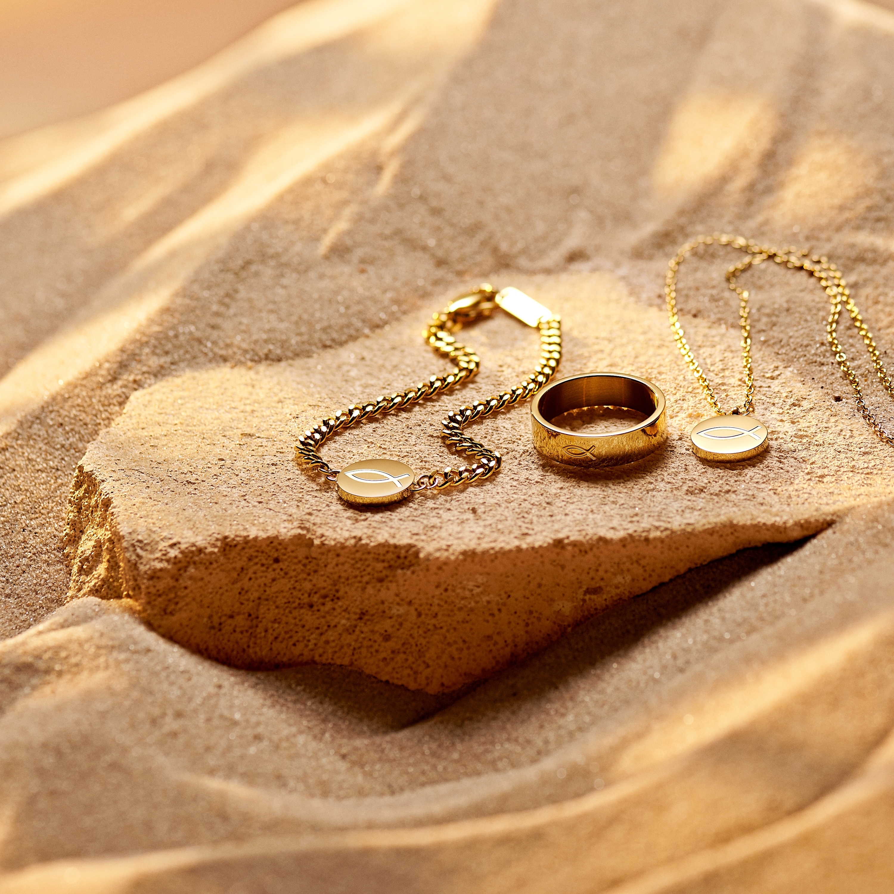 Unity | 6 mm Goldfarbener Ichthus-Ring - 3