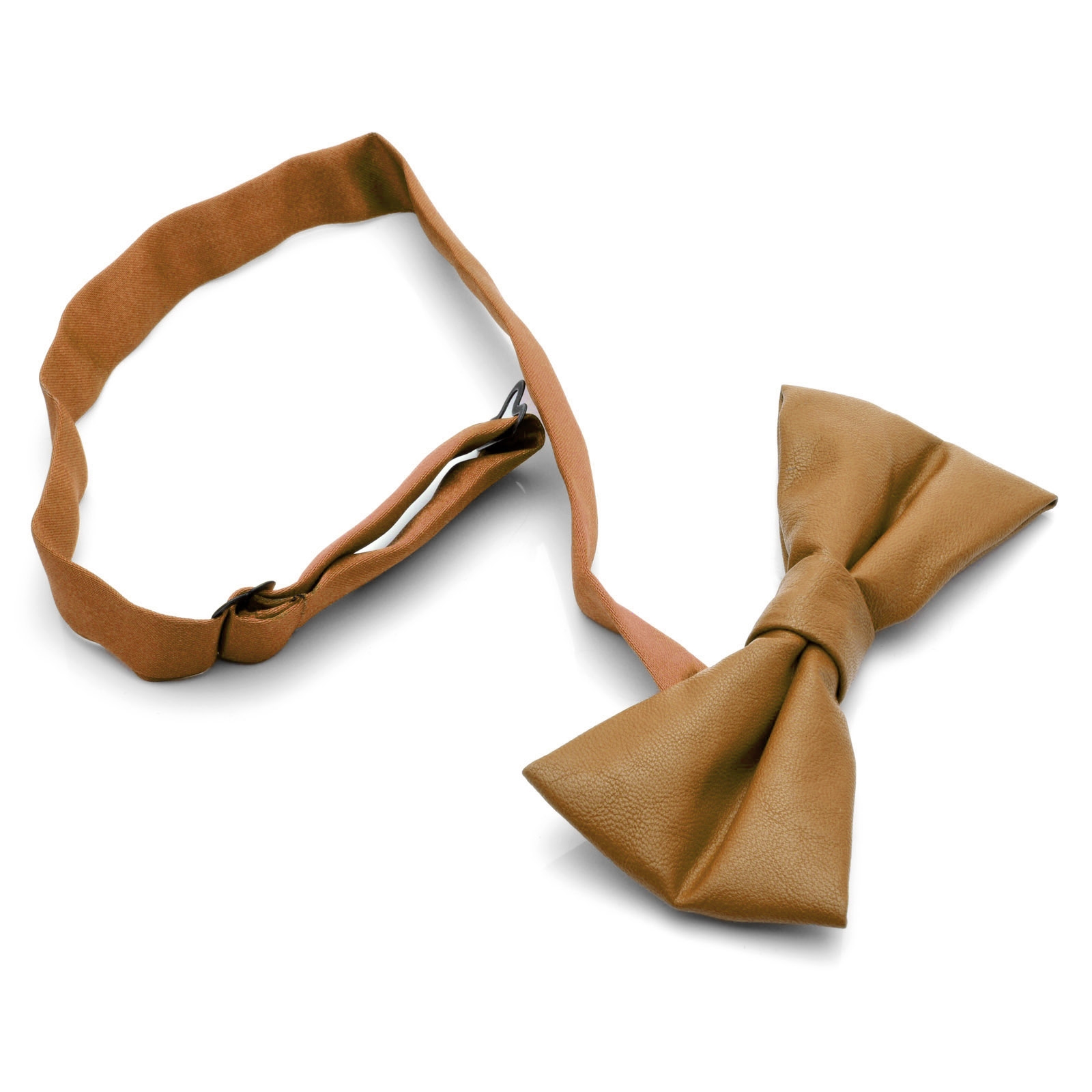 Camel Faux Leather Bow Tie - 2