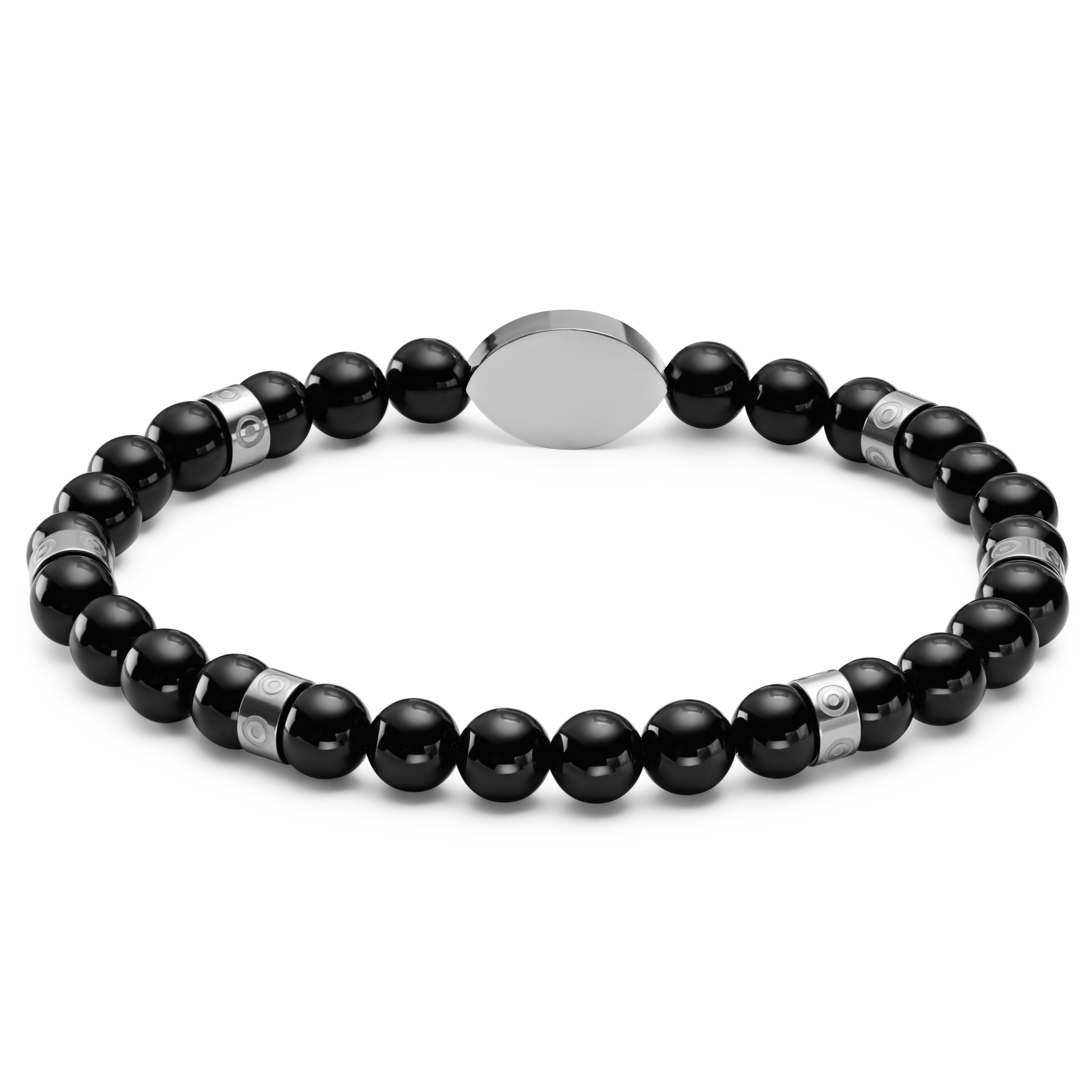 Evil Eye | Сребриста гривна с оникс - 2