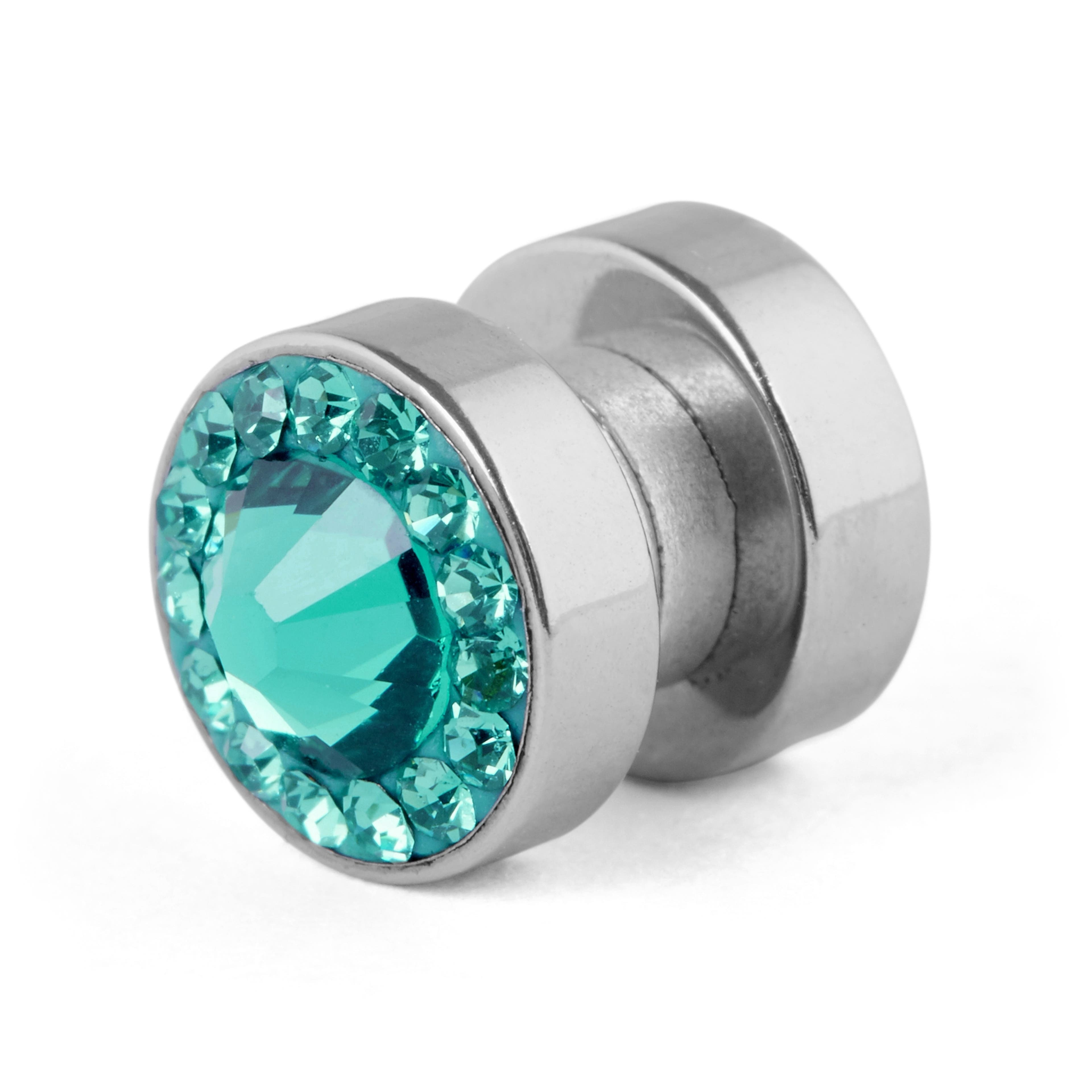 Boucle d'oreille magnétique à cristaux bleus 8 mm