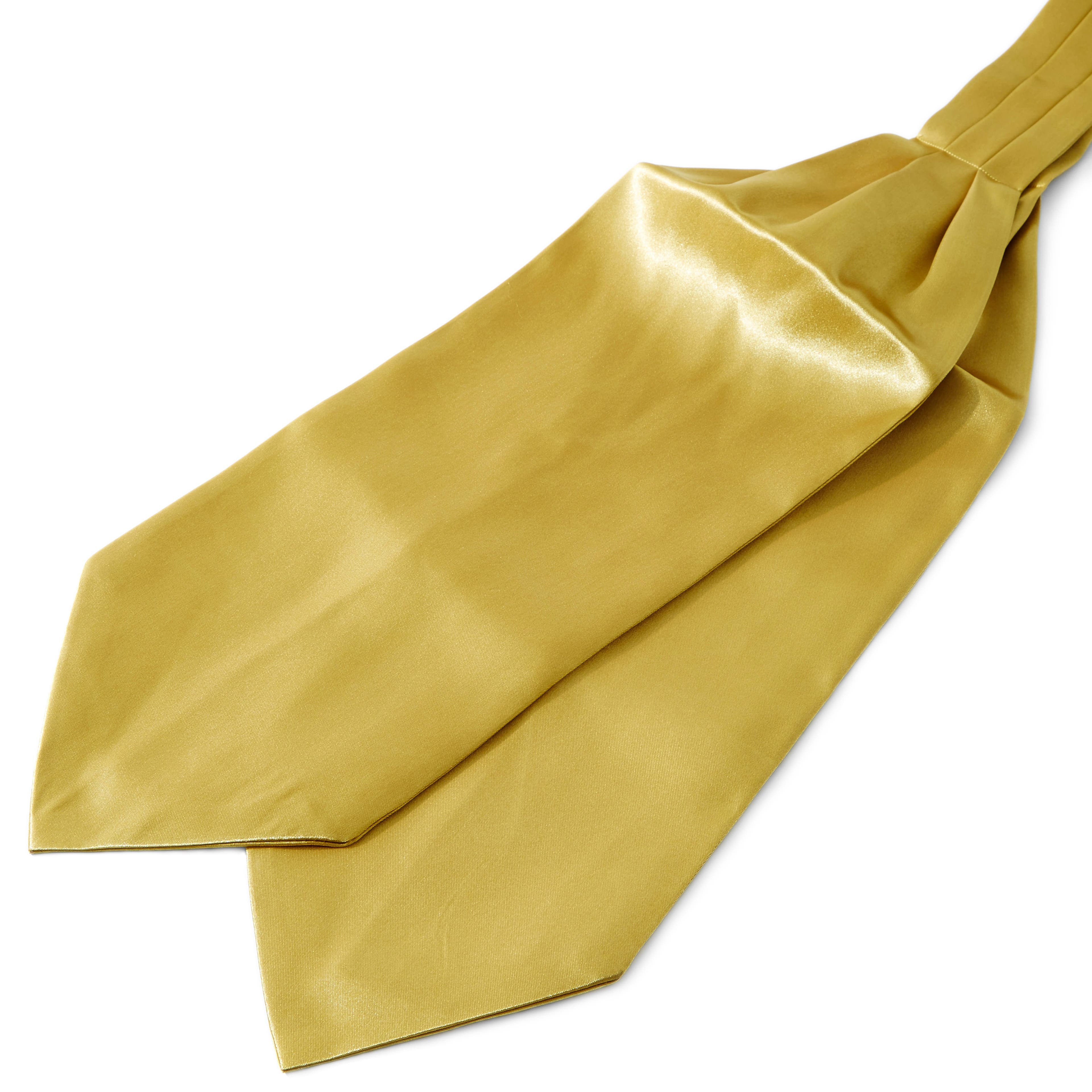 Едноцветна лъскава златиста ретро вратовръзка