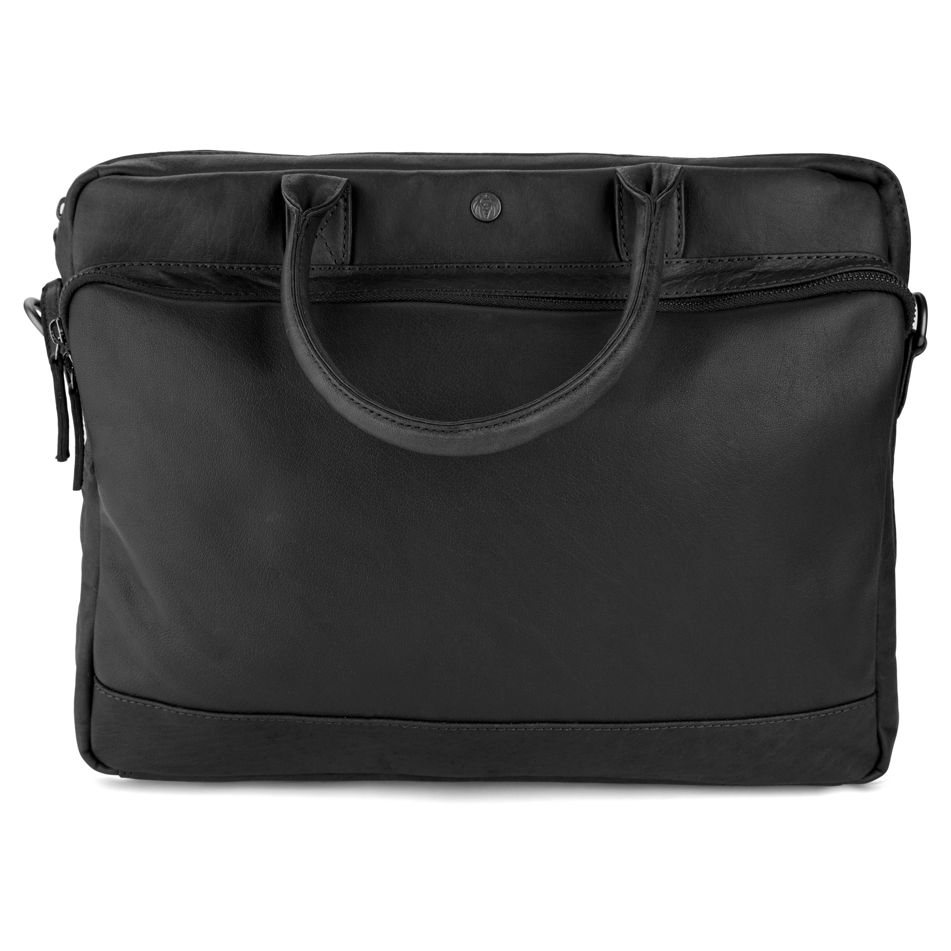 Oxford | Black Leather Laptop Bag - 2