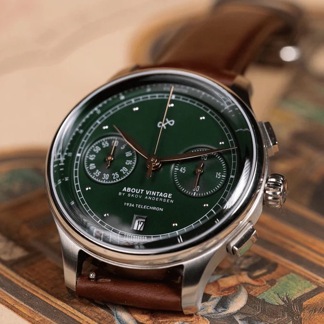 1934 Telechron | Sebészeti acél és zöld - 3