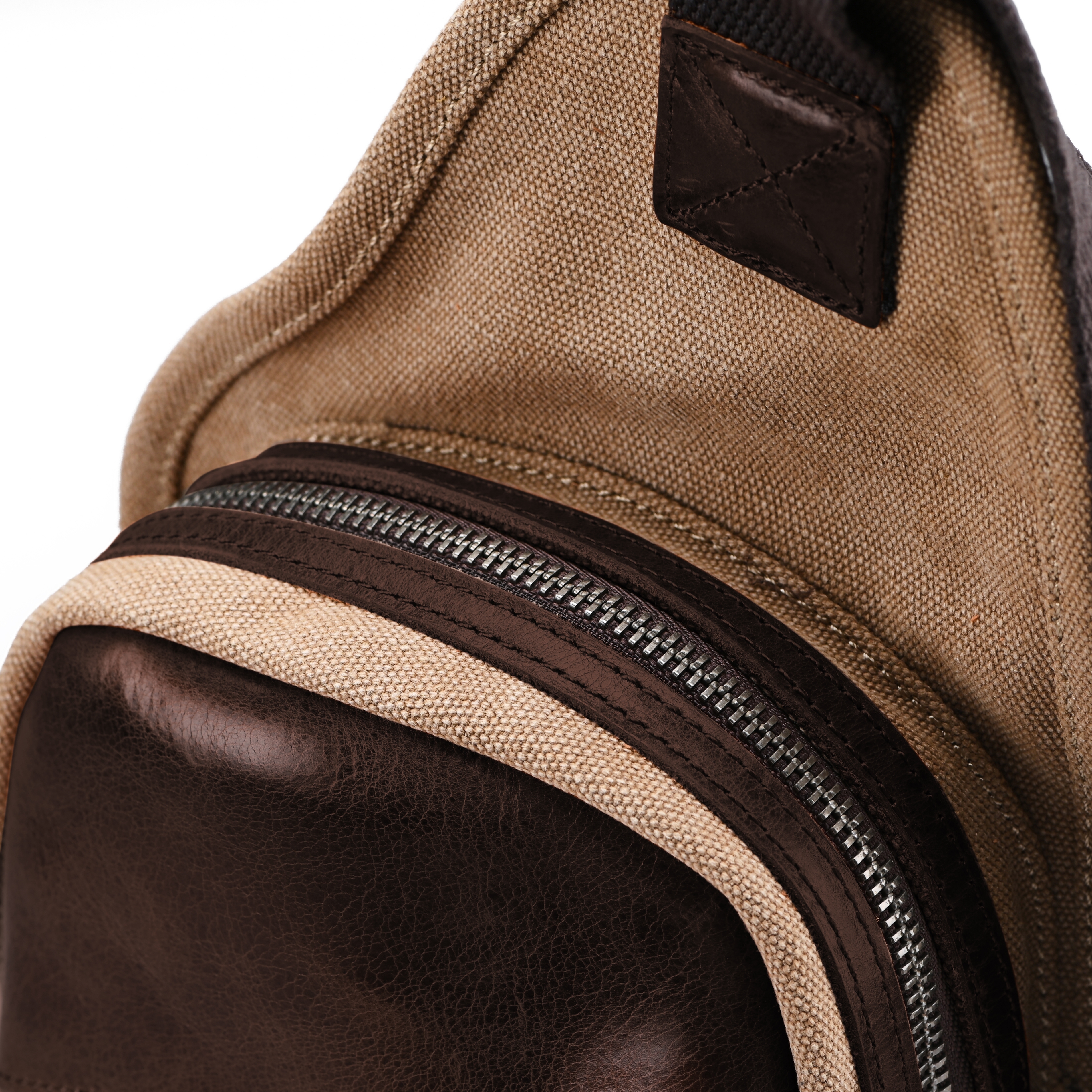 Khakigroene Crossbody Schoudertas van Canvas en Leer - 6