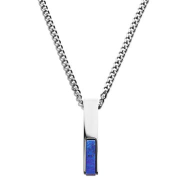 Cruz | Silver-Tone Stainless Steel & Lapis Lazuli Necklace