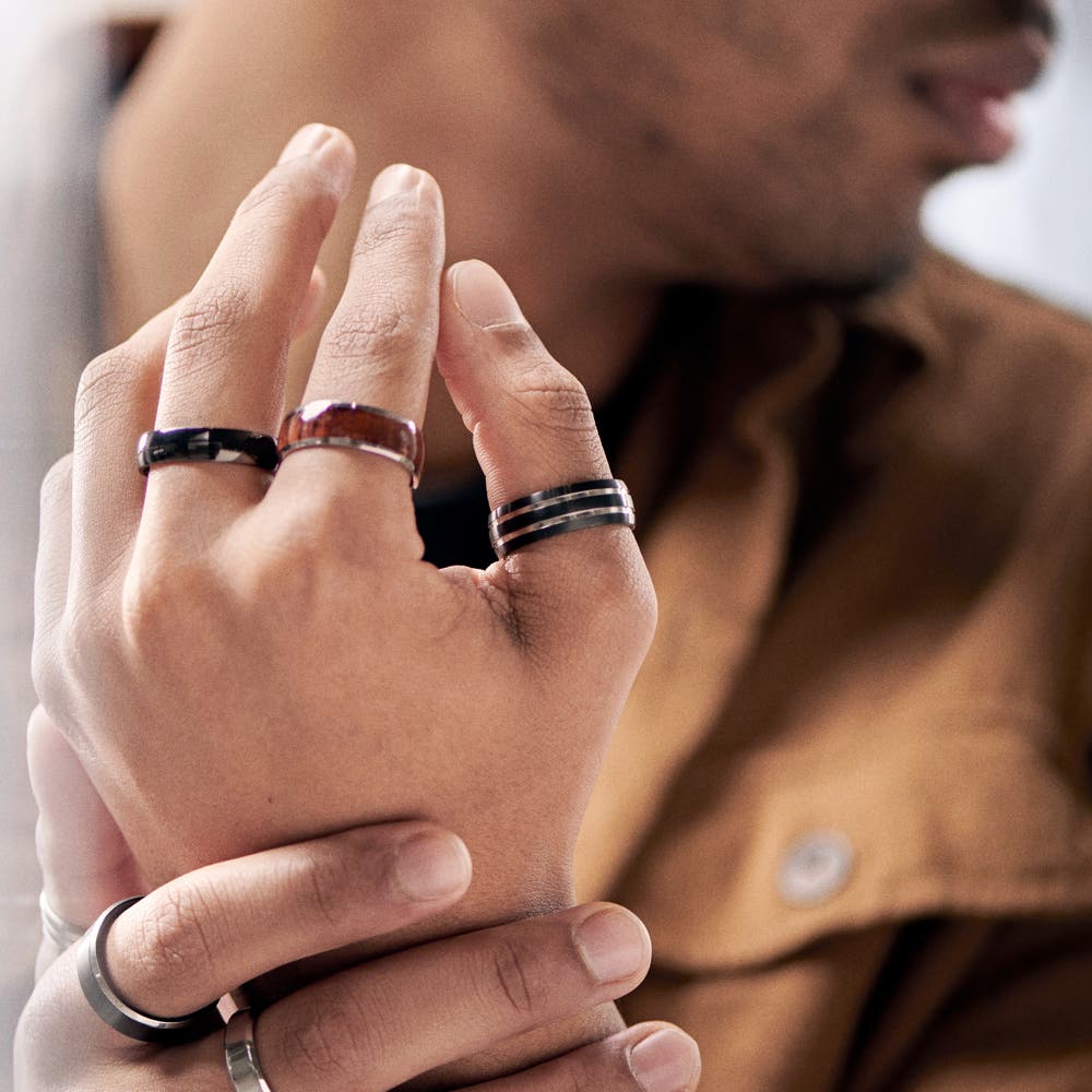 hover: Aesop Reed Black and Silver-tone Titanium Ring hover: Aesop Reed Black and Silver-tone Titanium Ring