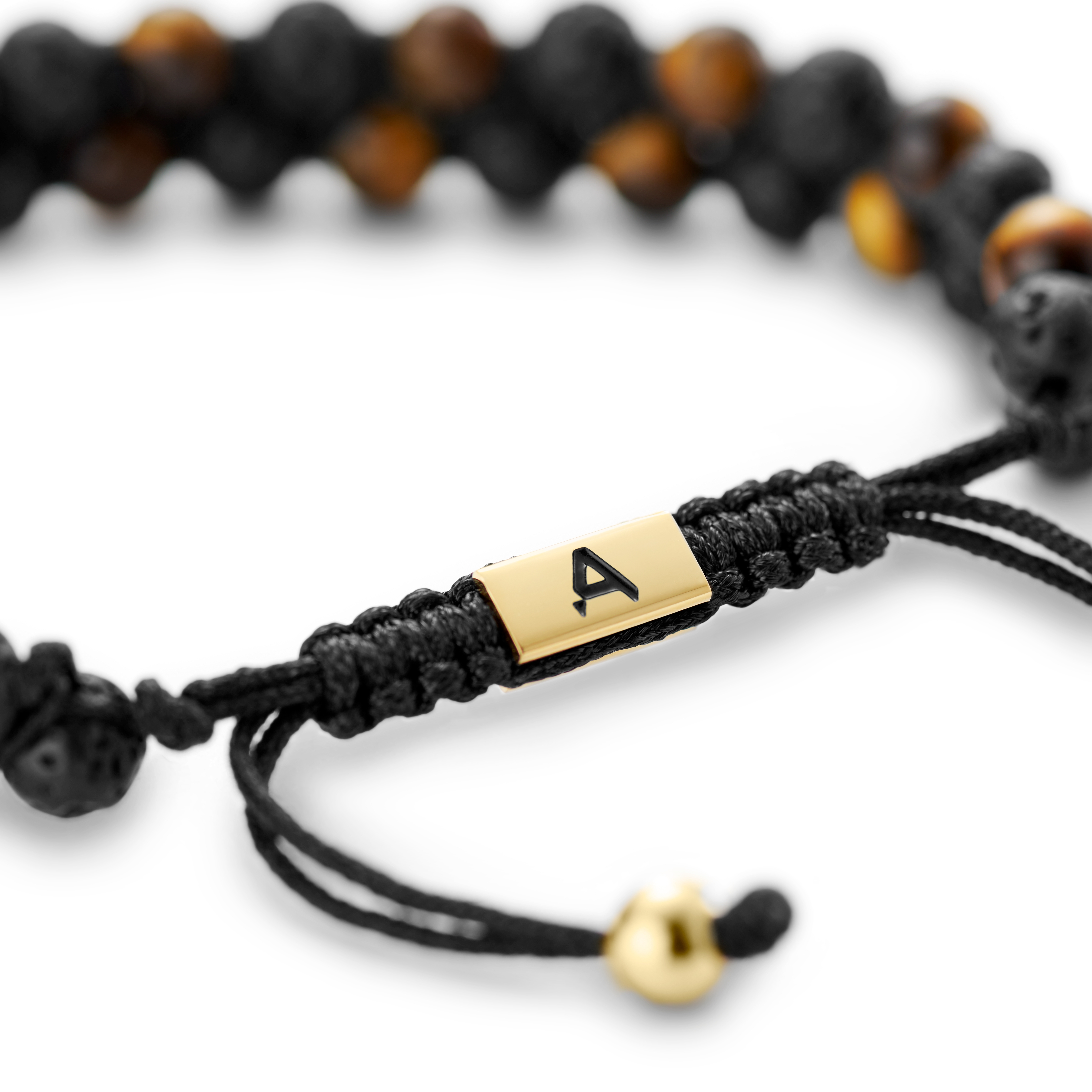 Pulsera con doble fila de ojo de tigre y piedra de lava Sanaio - 7
