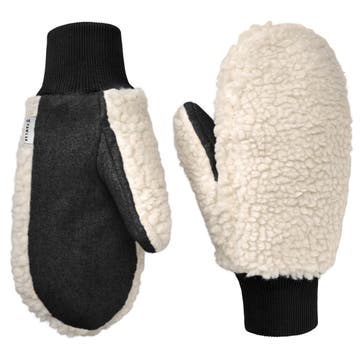 PolarPlush | Black & White Wool Blend Mittens PolarPlush | Black & White Wool Blend Mittens