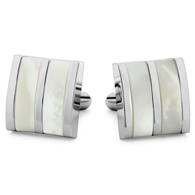 Meraklis | Square Silver-Tone Mother-of-Pearl Cufflinks Meraklis | Square Silver-Tone Mother-of-Pearl Cufflinks