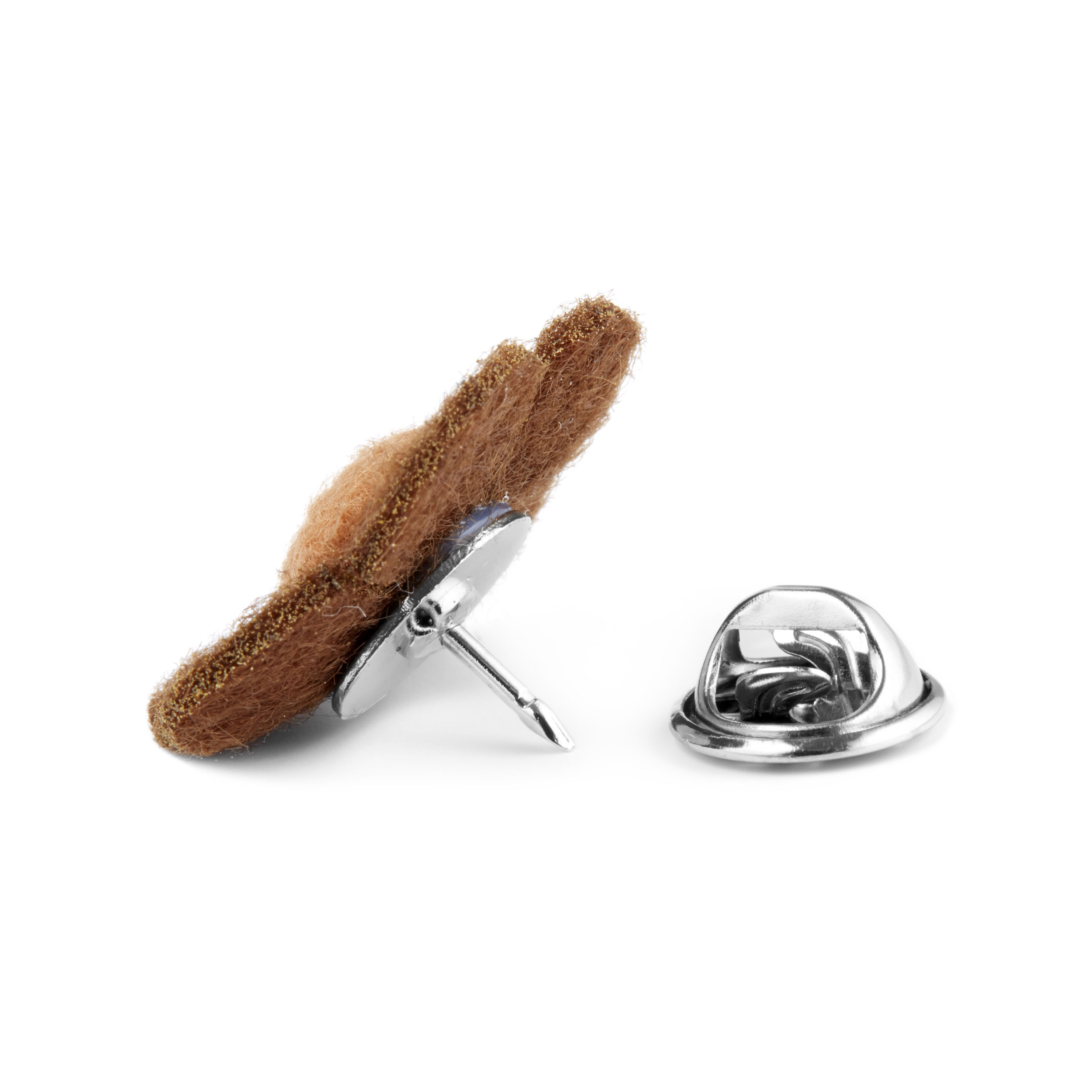 Brown & Tan Felt Flower Lapel Pin - 3