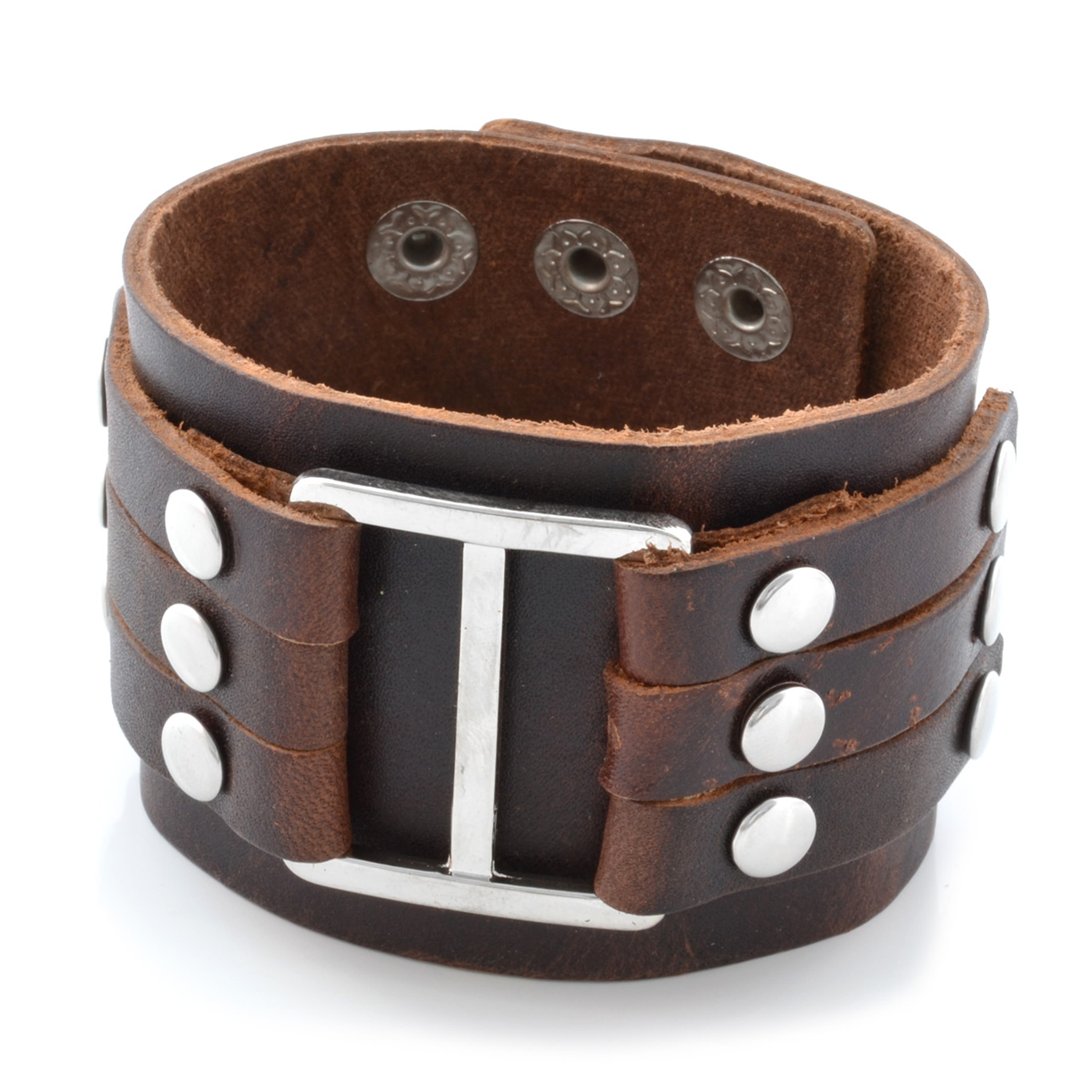 Brown Hooked Leather Bracelet