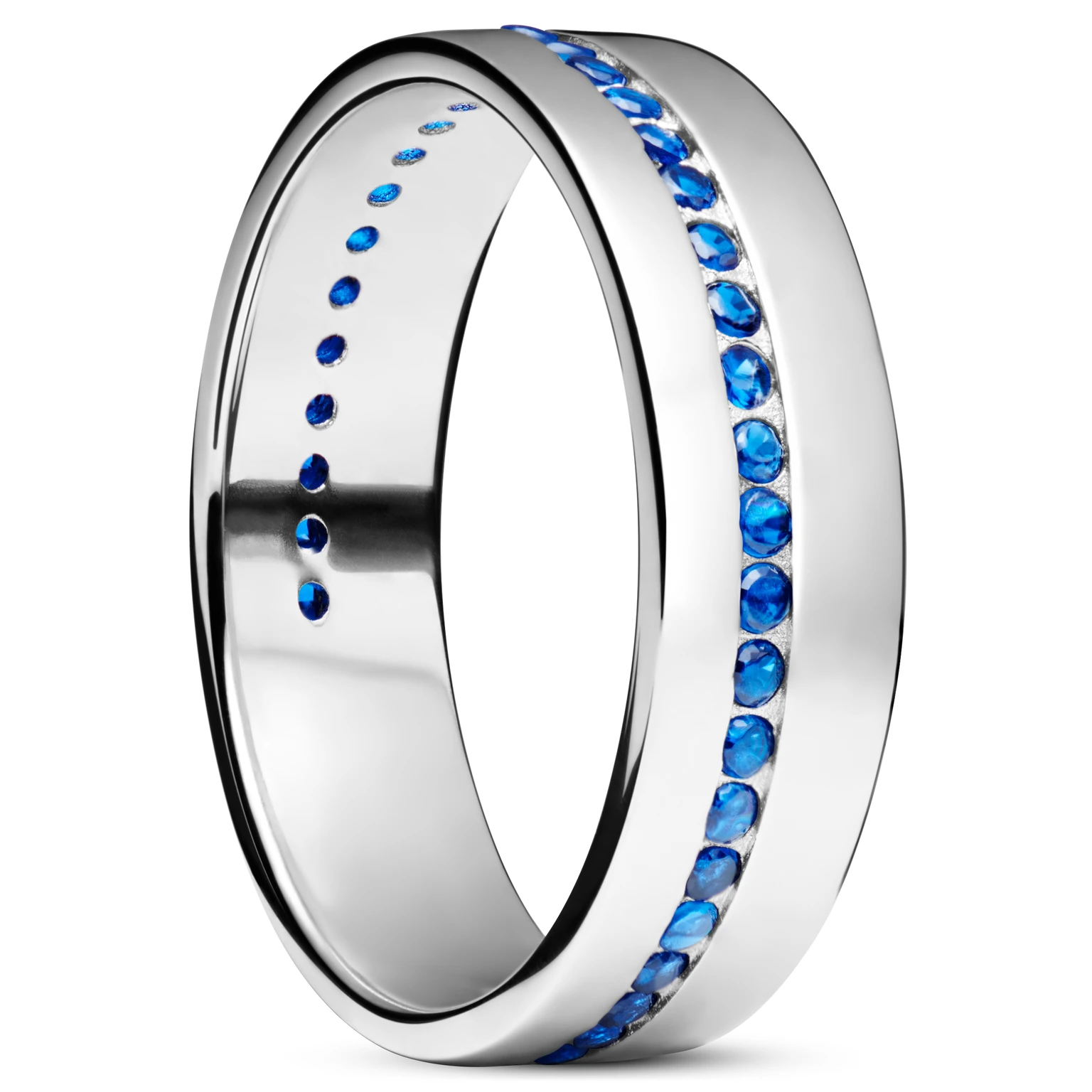 Adrian Ring aus 925er Sterlingsilber mit blauen Zirkonia-Steinen Adrian Ring aus 925er Sterlingsilber mit blauen Zirkonia-Steinen